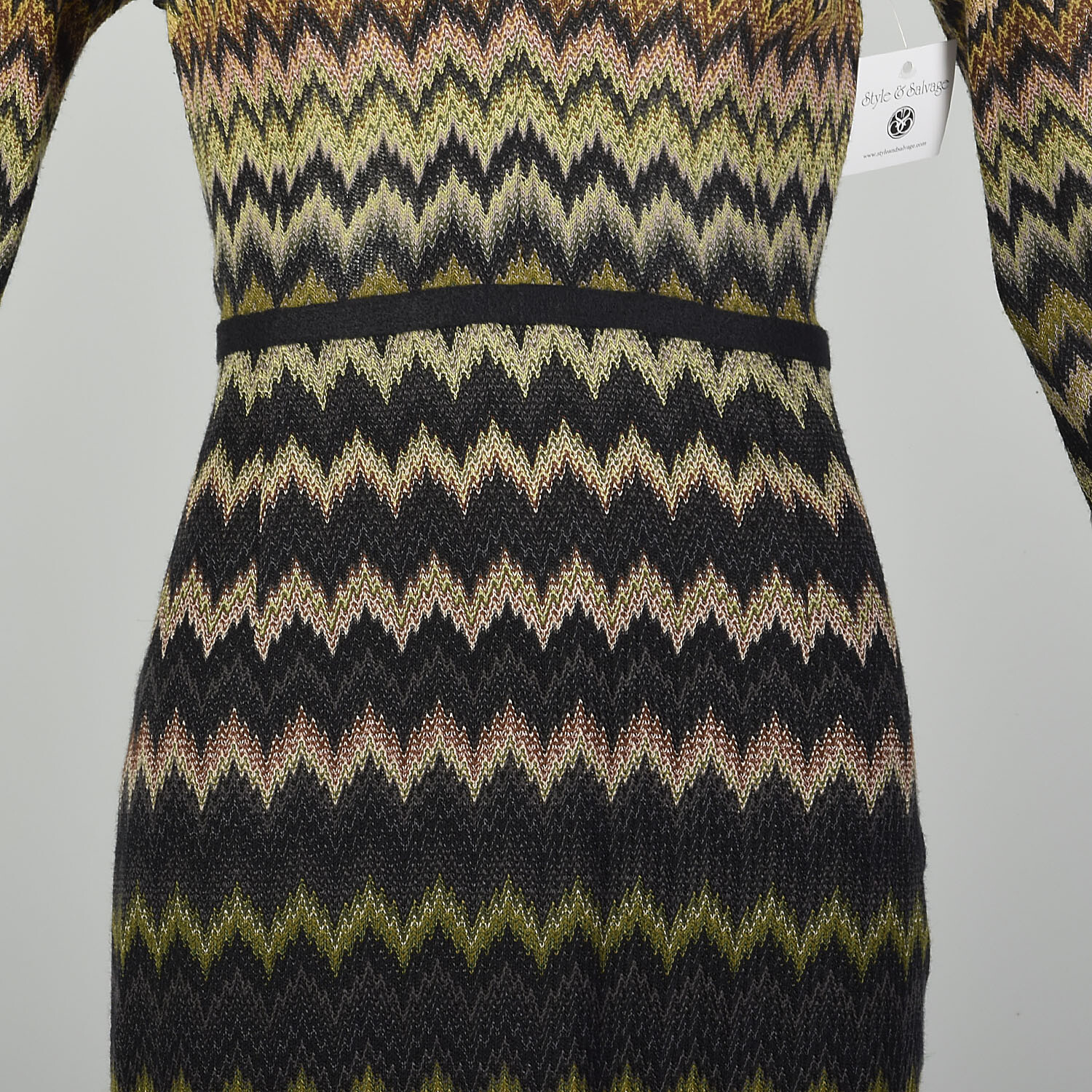 Small-Medium 1990s Zig-Zag Missoni Orange Label Dress Multicolored VTG 90s