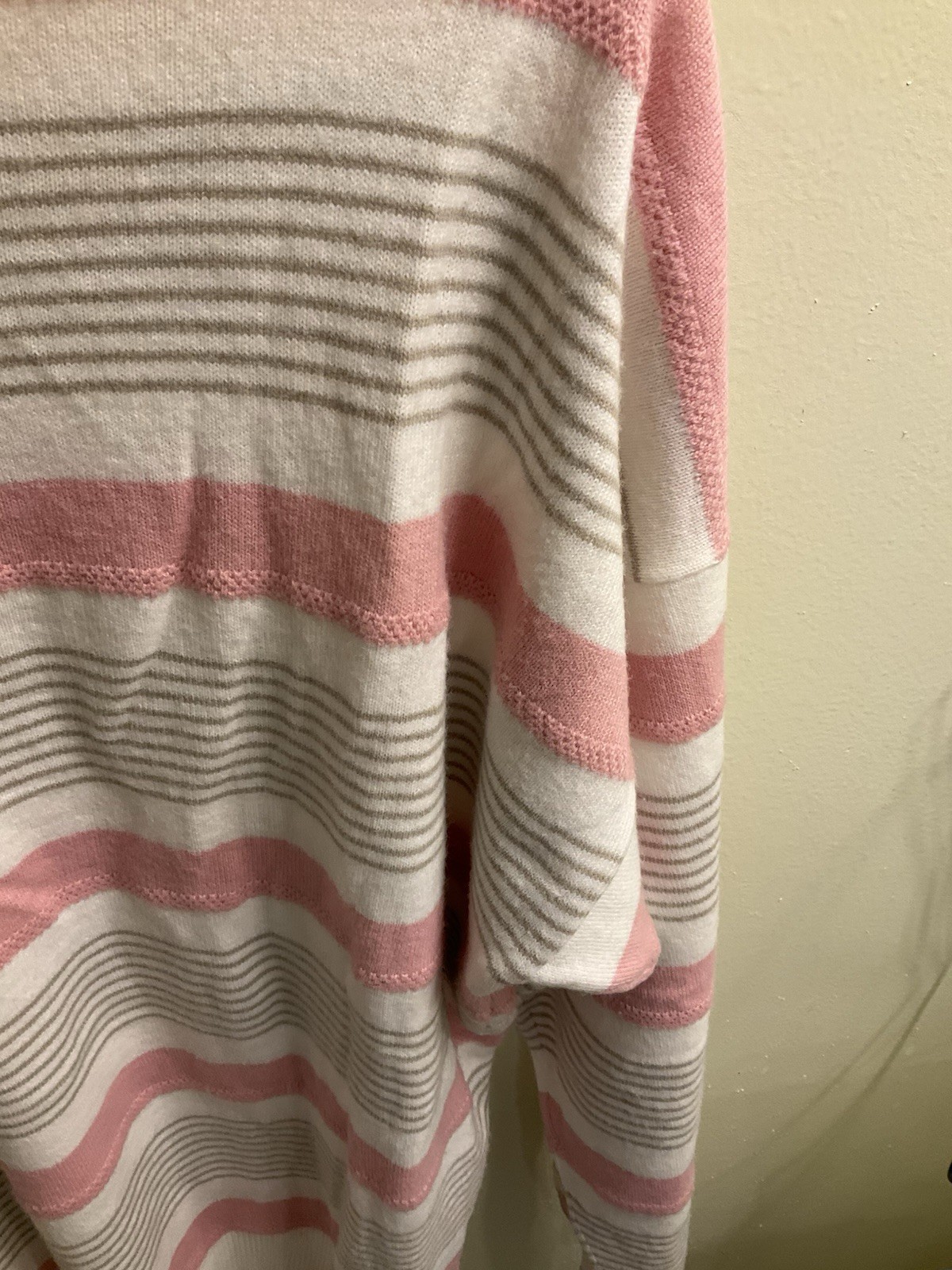 Vintage Christian Dior Women Orlon Crew neck sweater pink stripe Medium 80s USA