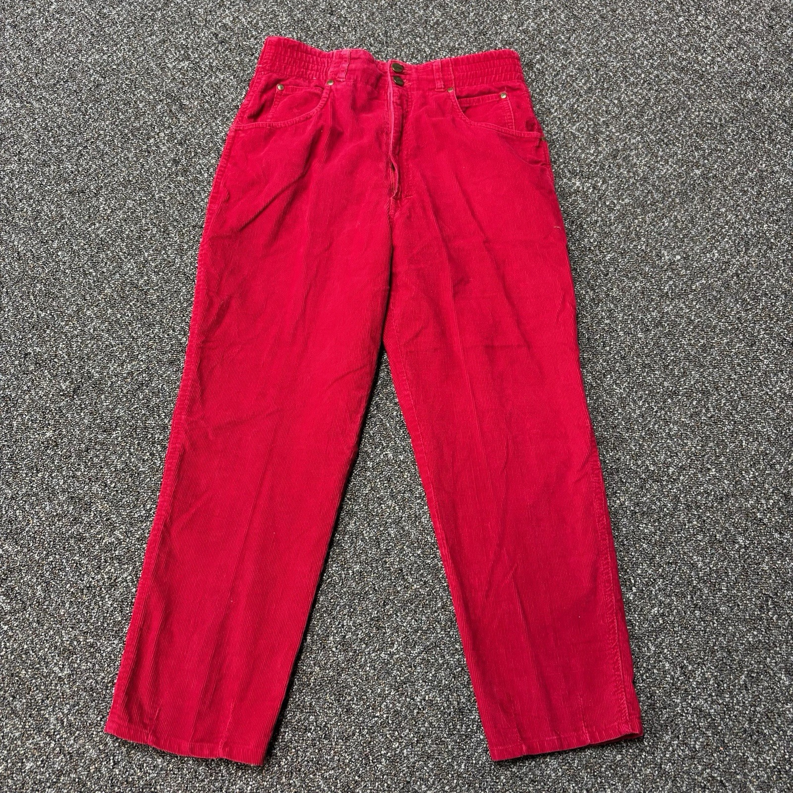 Vintage 1980s Gitano Red Pants Womans Elastic Waist 12 Short Designer 31×25.5
