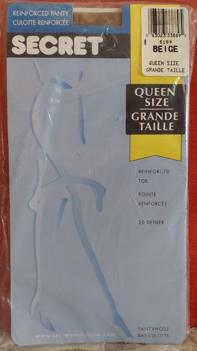 Vintage Pantyhose Secret Reinforced Panty Color Beige Queen Size BSECP2