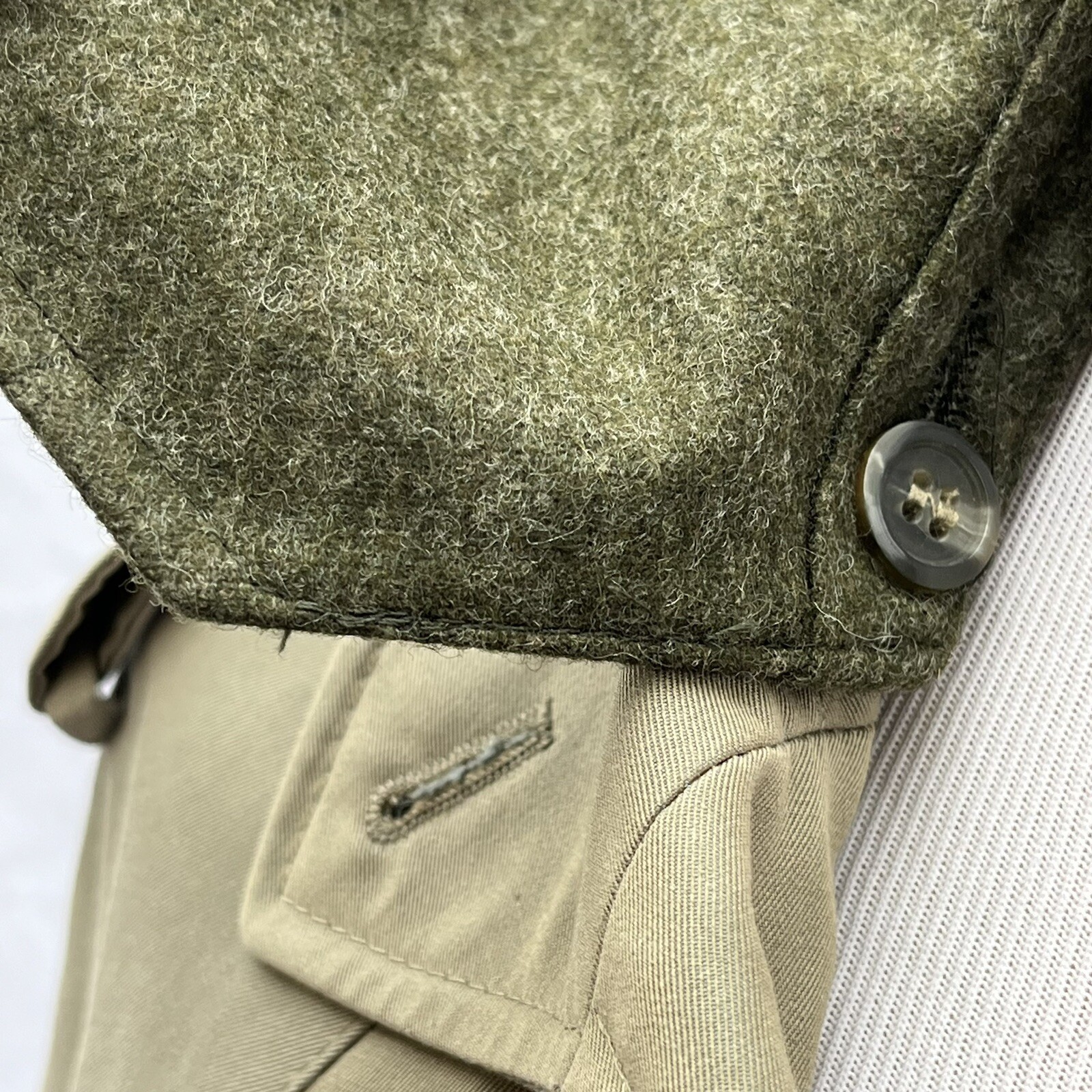 SALKO Austria Wool Cotton Trench Coat Womens 8 EUR38 Khaki Removable Lining Vtg
