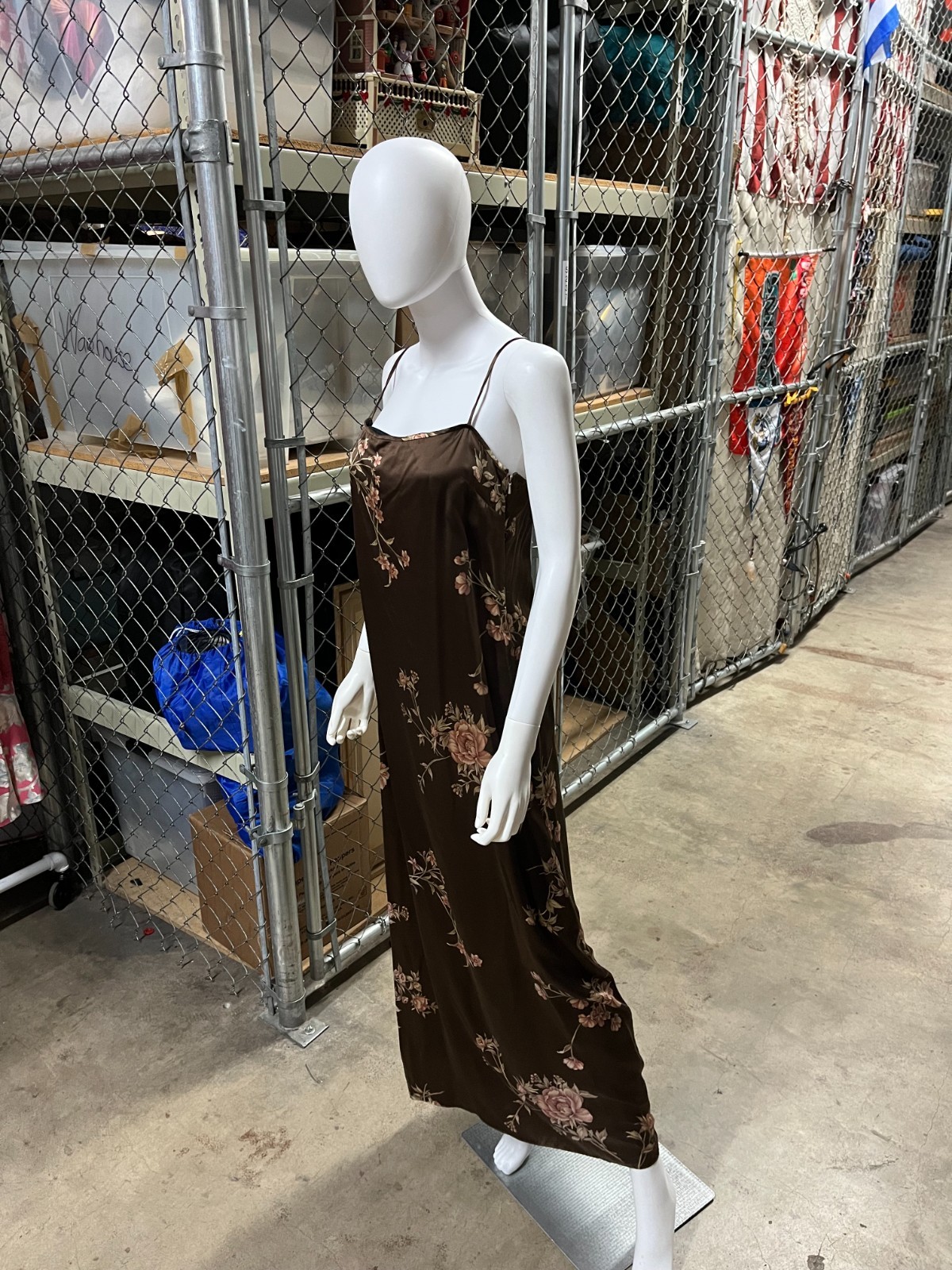 Vintage 1990&rsquo;s Chocolate Brown Floral Print Silk Slip Dress by Emanuel Ungaro