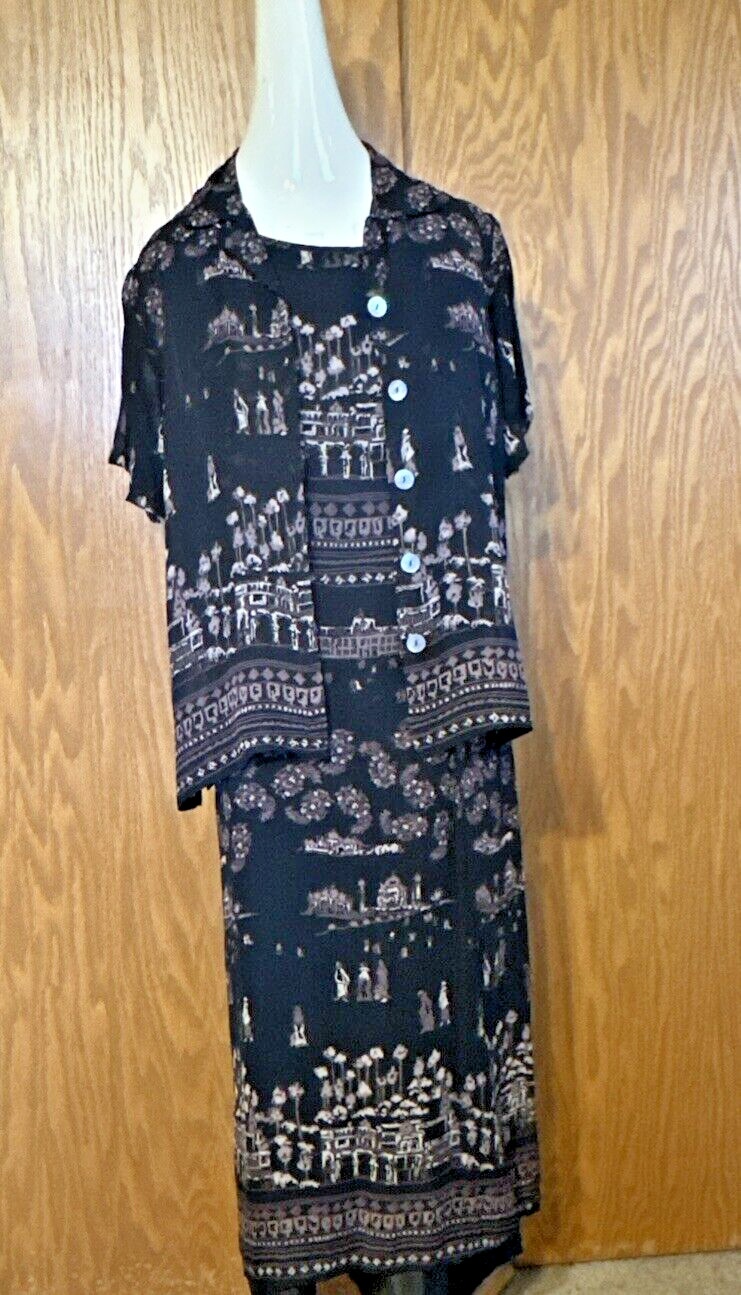 Vintage MELROSE STUDIO Long Jacket Dress Petite Size XL Made in USA