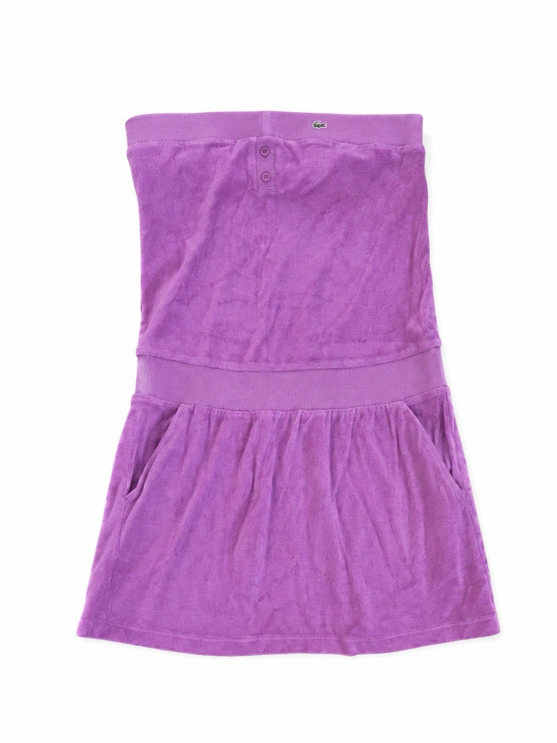 Lacoste Y2K Purple Terry Cloth Tube Dress Strapless Logo Pockets Women’s M