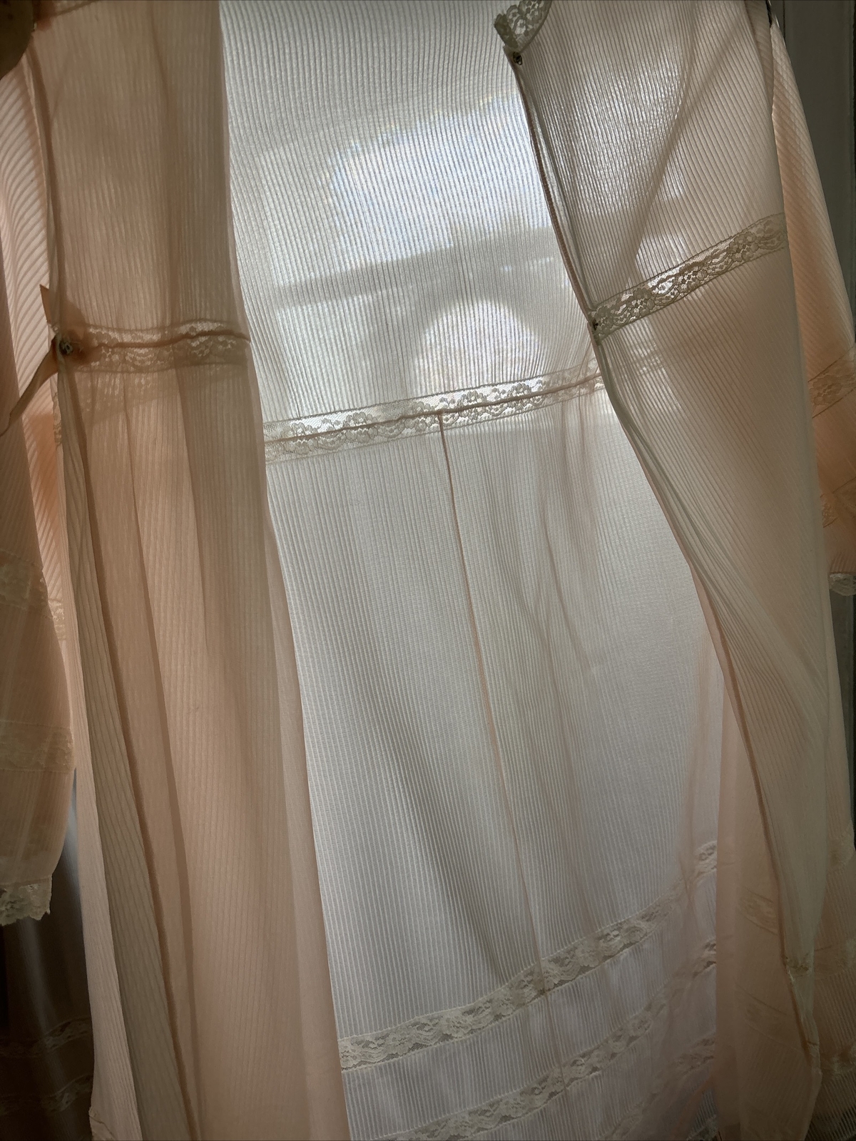 Vintage Van Raalte Gown Robe Set Double Chiffon Lace Medium Babydoll Peignoir