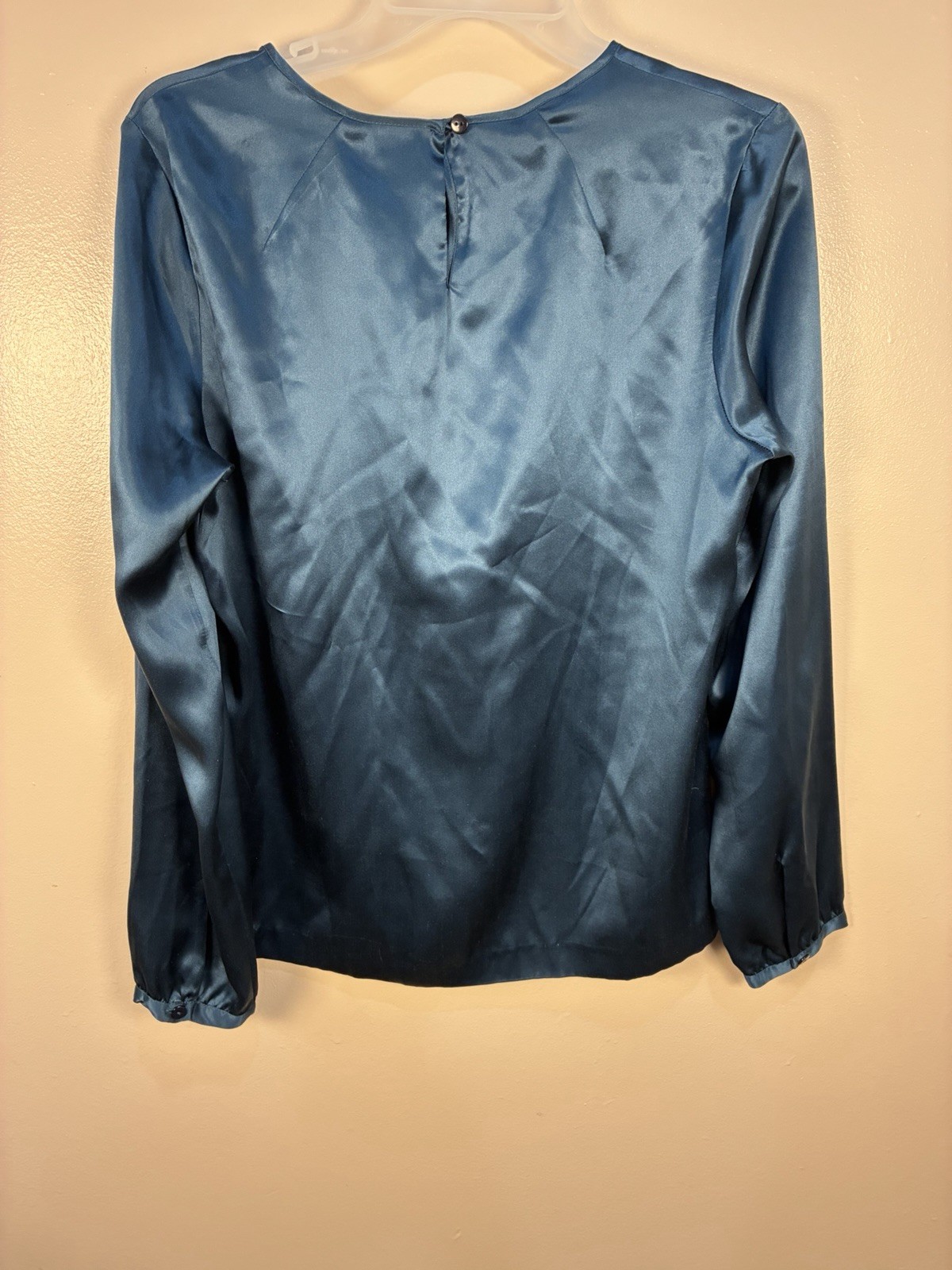 VTG Pendleton 100% Silk Pleat Front Blouse 8 Forest Green Long Sleeve
