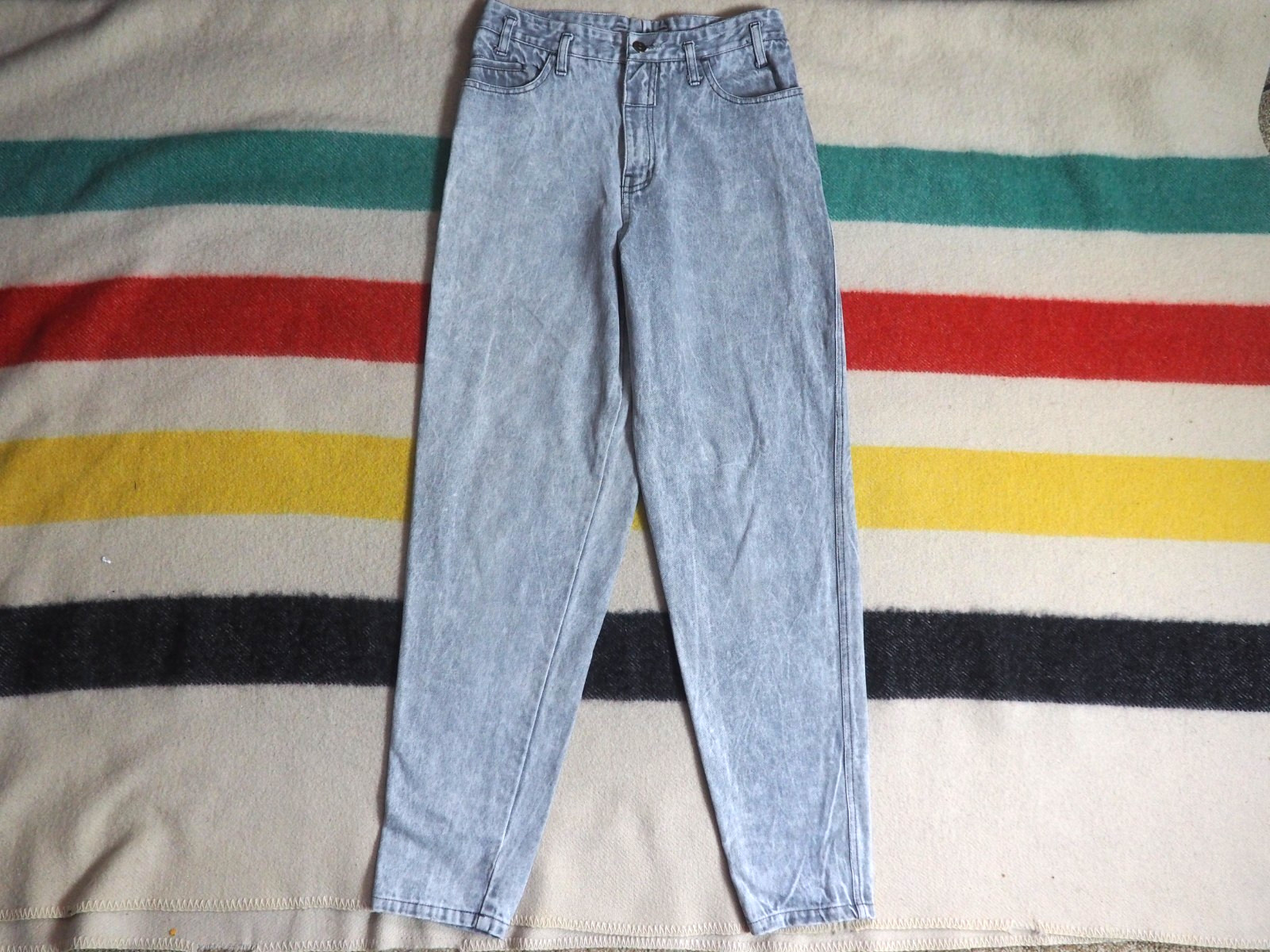 VTG 80s Union Bay Sync Gray Acid Wash High Waist 28×30 Denim Jeans Pants Womens
