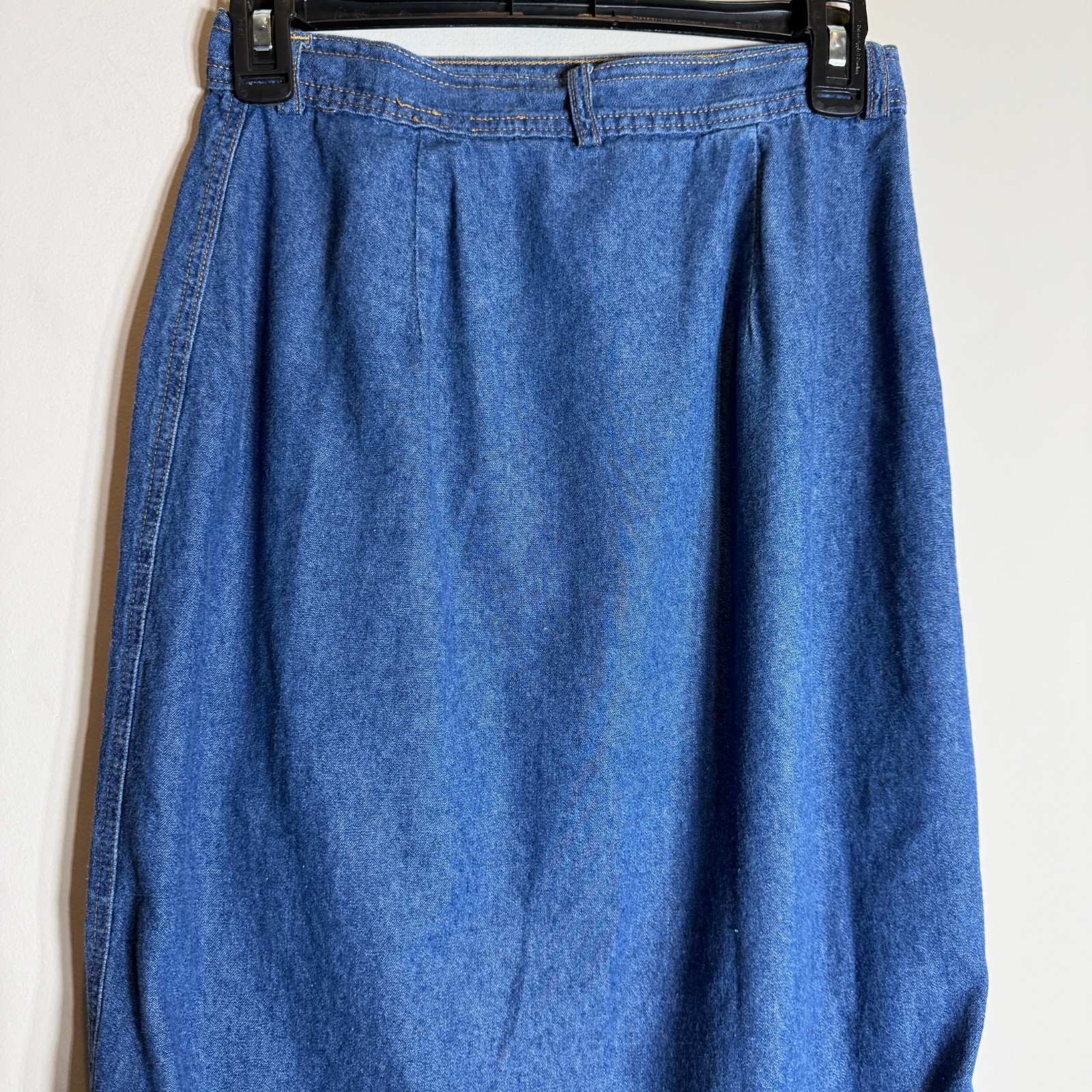 Vintage 100% Cotton Denim Button Up Maxi Skirt Women&rsquo;s 8 Colorful Twee Artsy 90s
