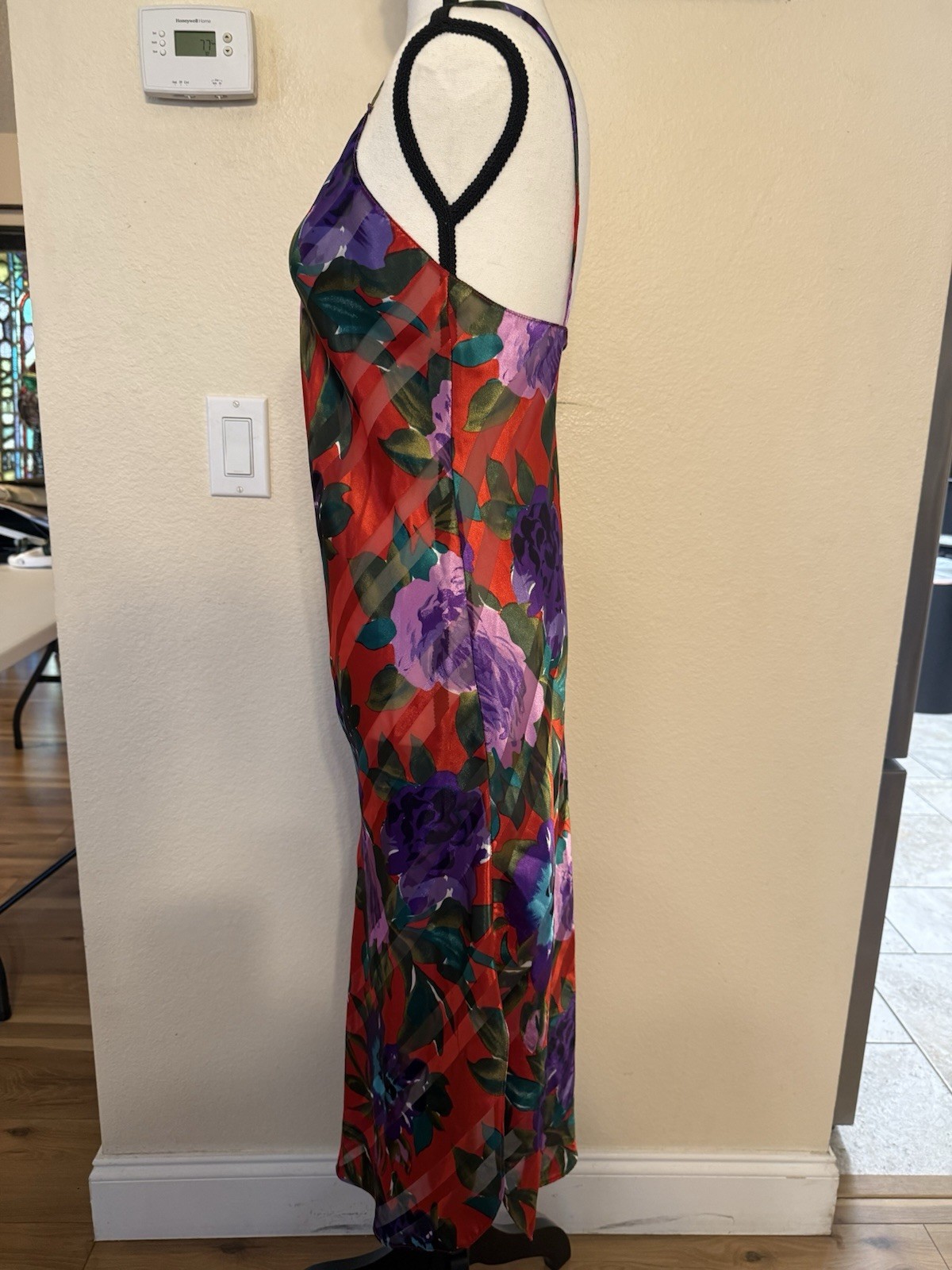 Vintage Lucie Ann USA polyester Small Chemise Long Dress Maxi Nightgown Floral