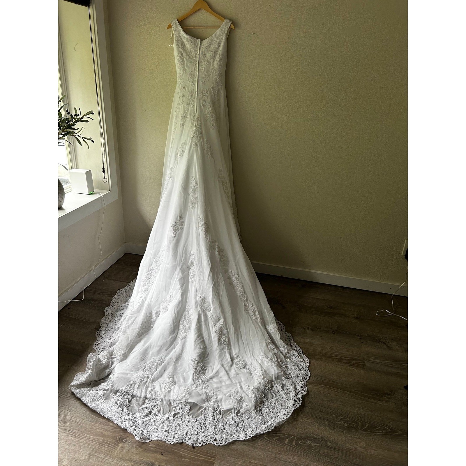 Moonlit Ceremony | Moonlight Beaded Lace Wedding Gown | Chapel Train