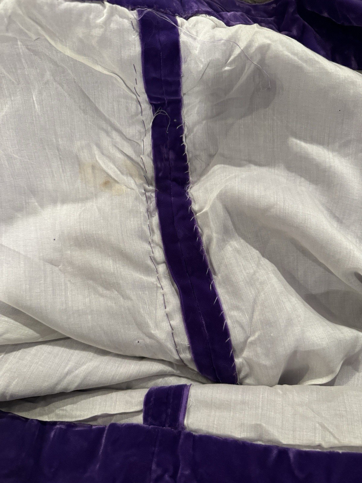 Vintage Purple Velvet Hostess Gown Silver Trim Maxi Caftan Stage Dress