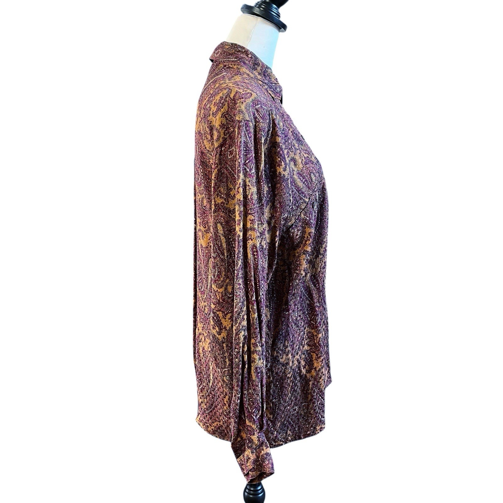 VTG Escada Size 38 Silk Blouse Margaretha Ley Top Paisley Print Button Front
