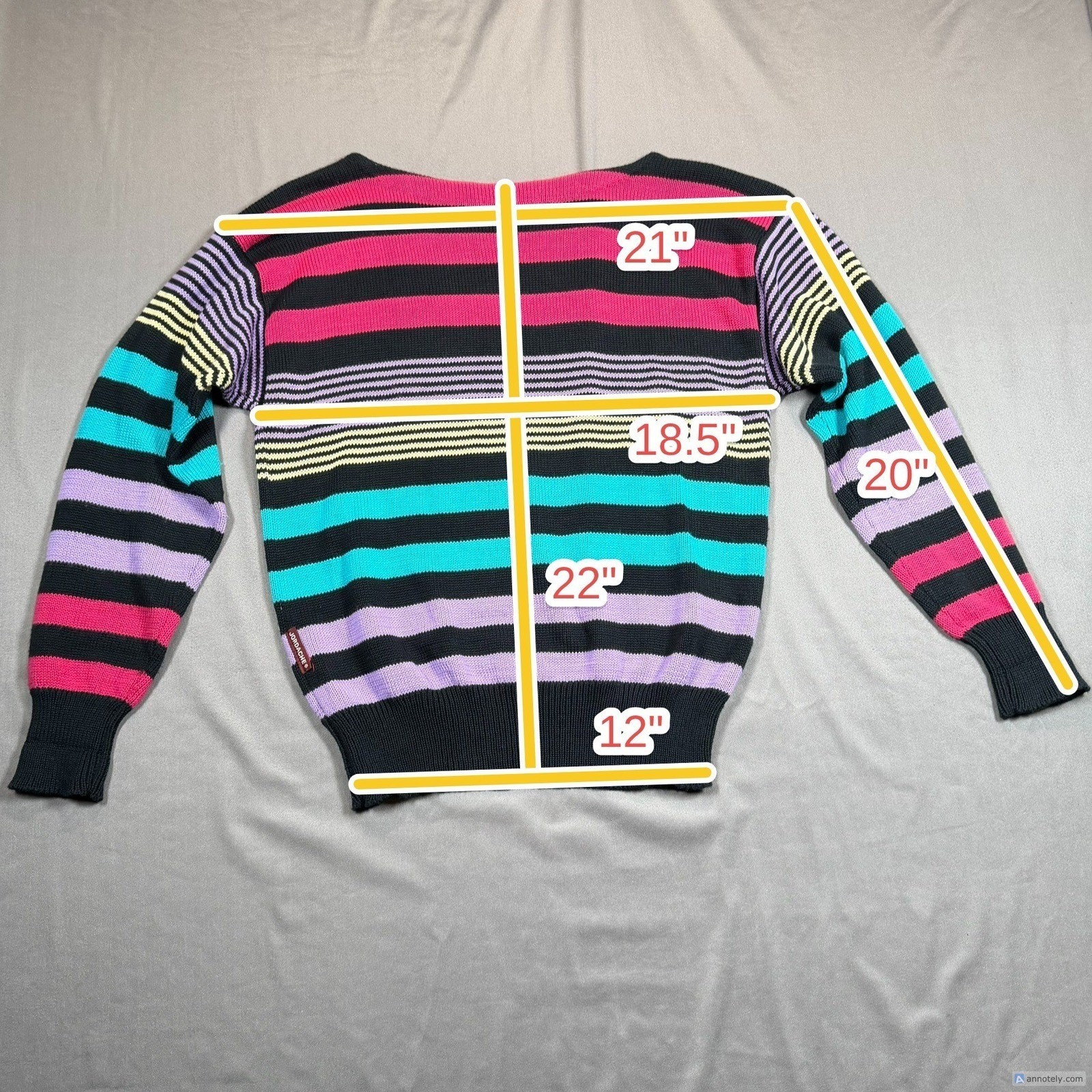 Jordache Vintage Womens Medium Multicolor Striped Knit Boat Neck Sweater Casual