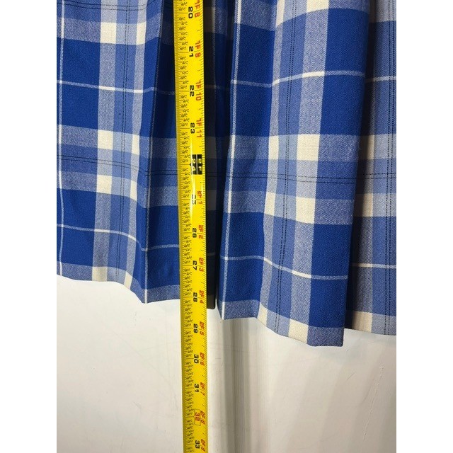 Vintage Pendleton Blue Plaid Pleated Tartan Petite 100% Virgin Wool Skirt Sz 12