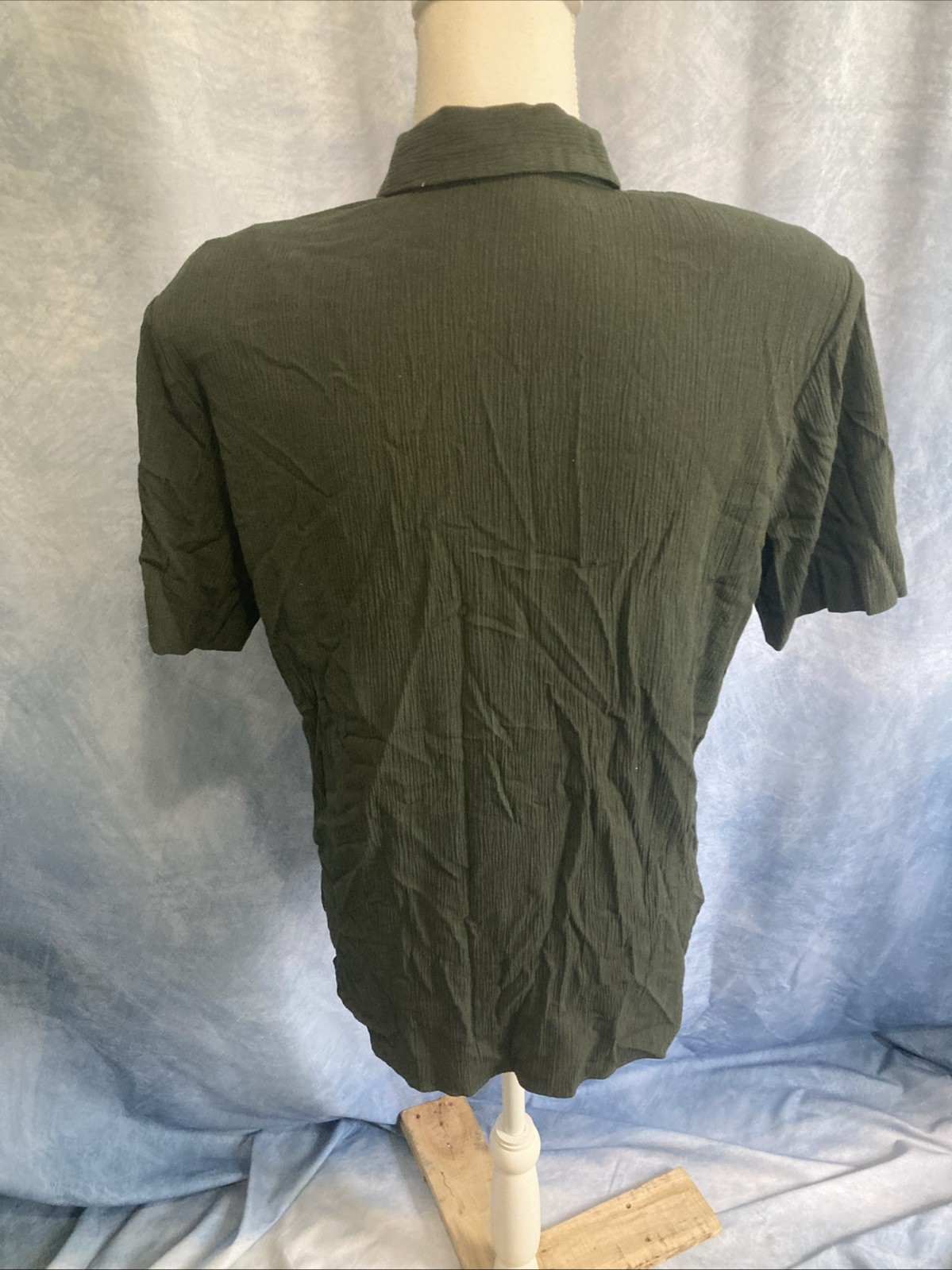 VTG SGS Studio Whimsigoth Forest Green Crinkle Celestial Button Up Shirt XS DIY