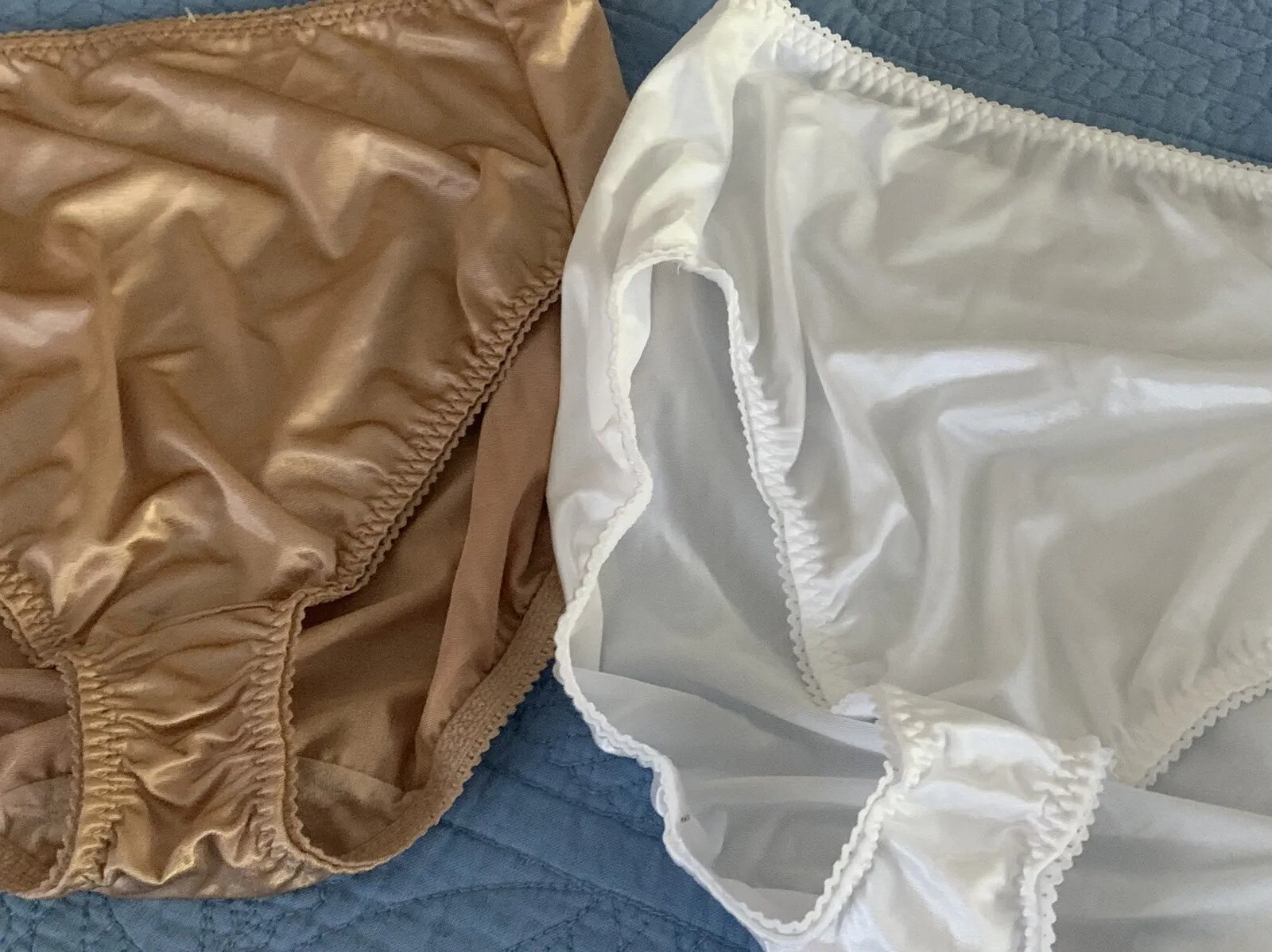 Vanity Fair Satin Panties 2XL/9 Nylon Spandex Briefs 48301 White OR Beige Shiny
