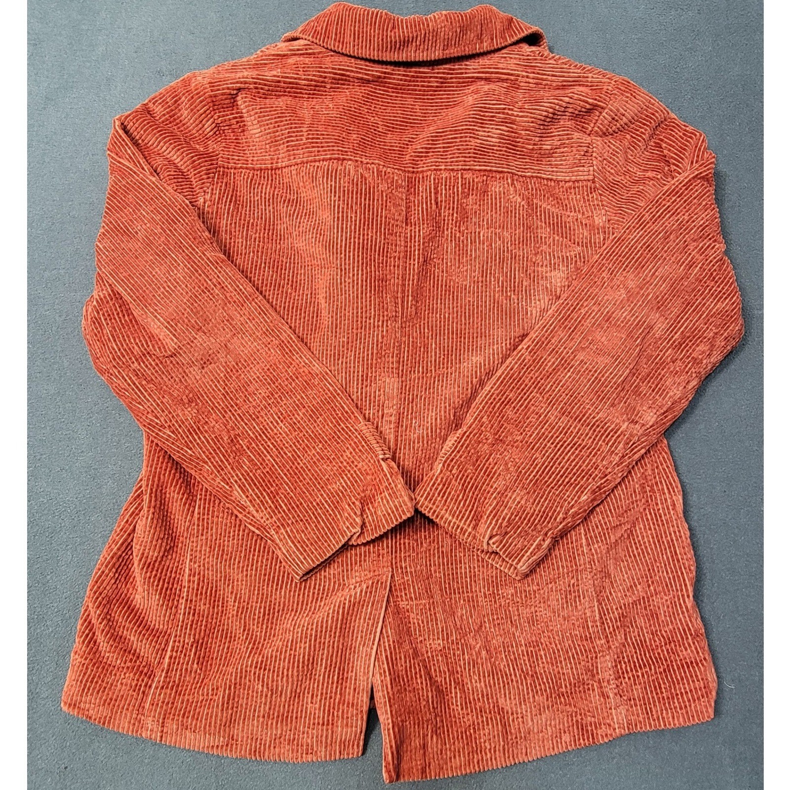 Vtg LL Bean Corduroy Jacket Womens Rust Orange Double Breasted Jacket Cotton M