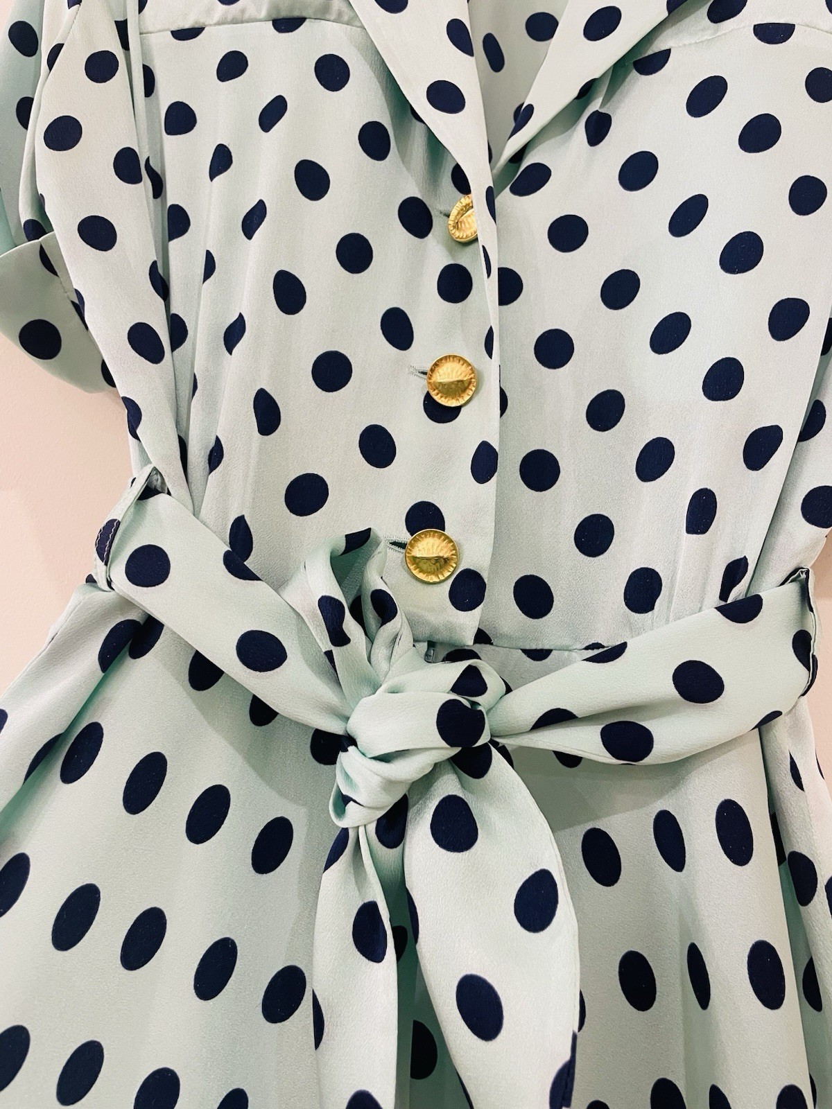 Vintage Escada by Margaretha Ley Silk Dress Polka Dot Pattern Made in Italy