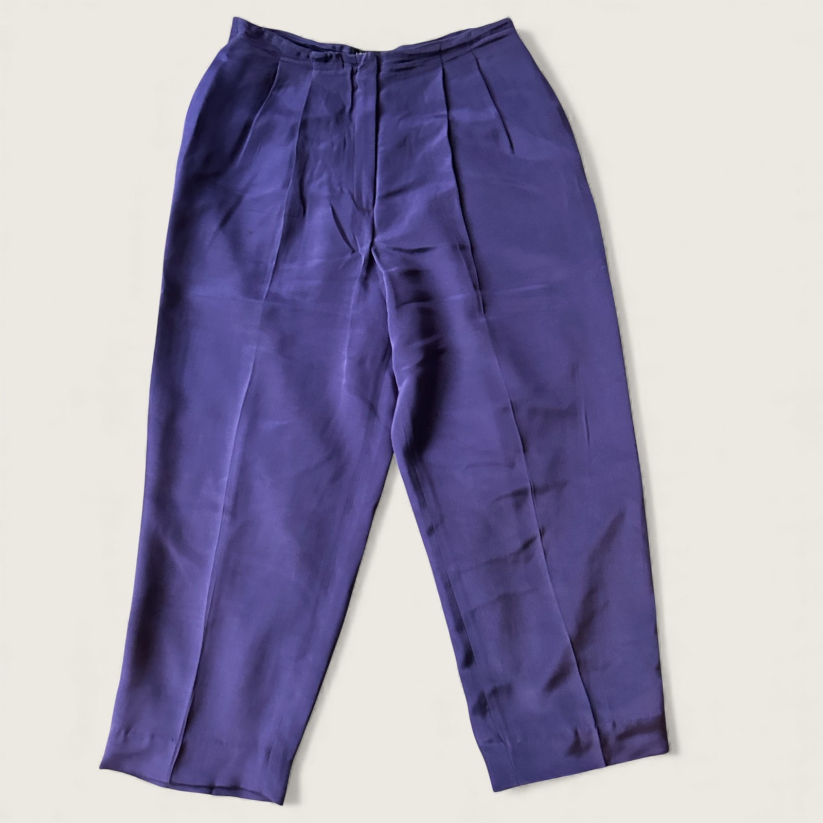 Vintage Liz Claiborne Collection Petite Purple Silk Pants 12P Lined High Waist