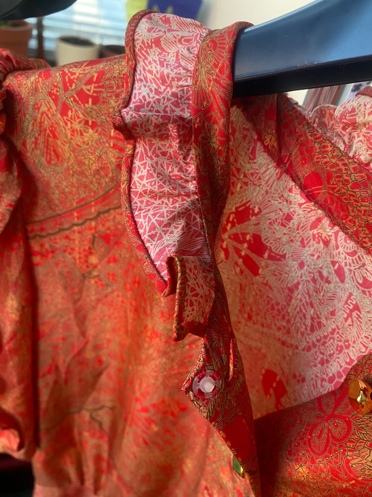Rare 80s Vintage Pure Silk Dress Baroque Paisley Gold Print Avant Garde M L