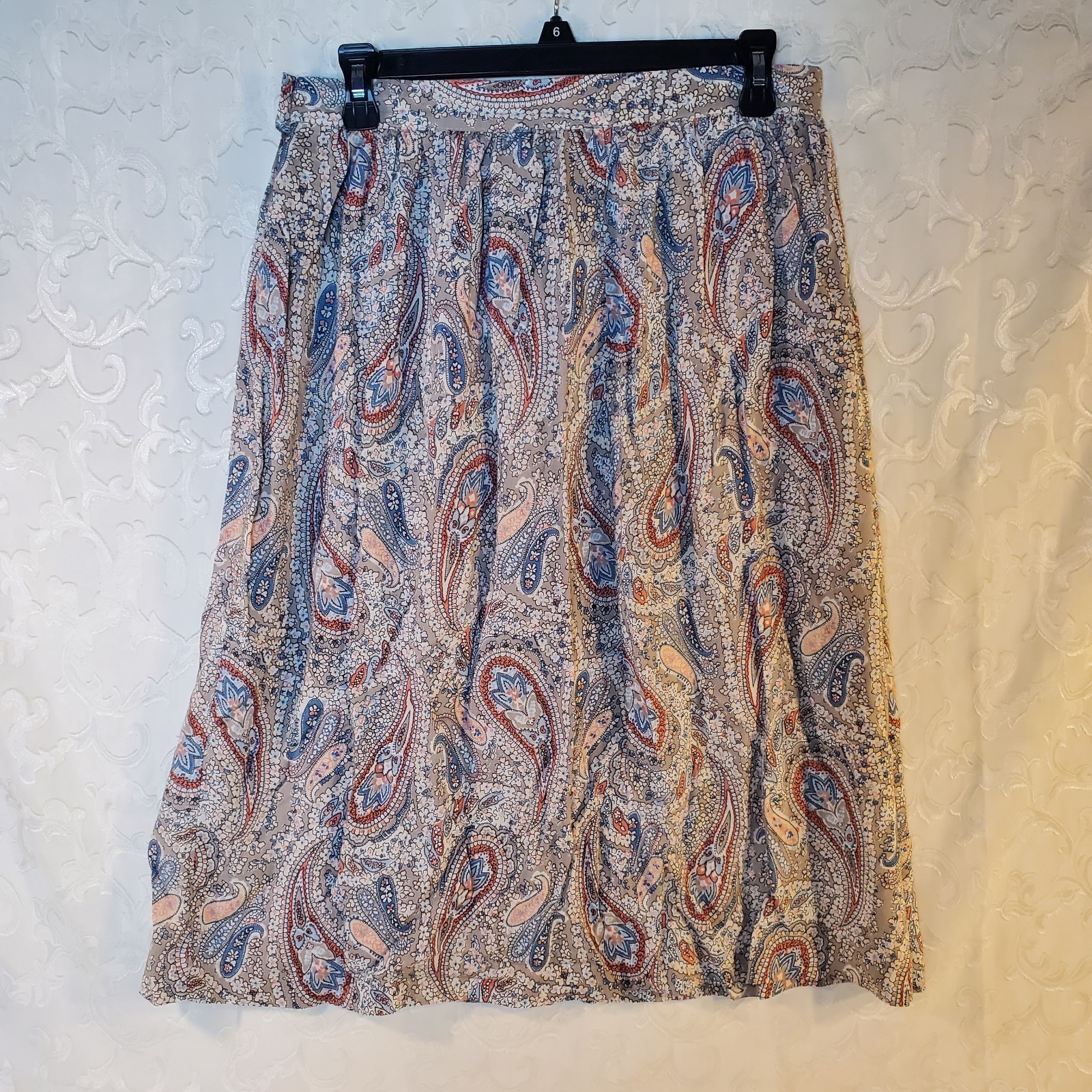 Vintage 90s Positively Petite by Mervyn&rsquo;s Paisley Skirt 29 in waist