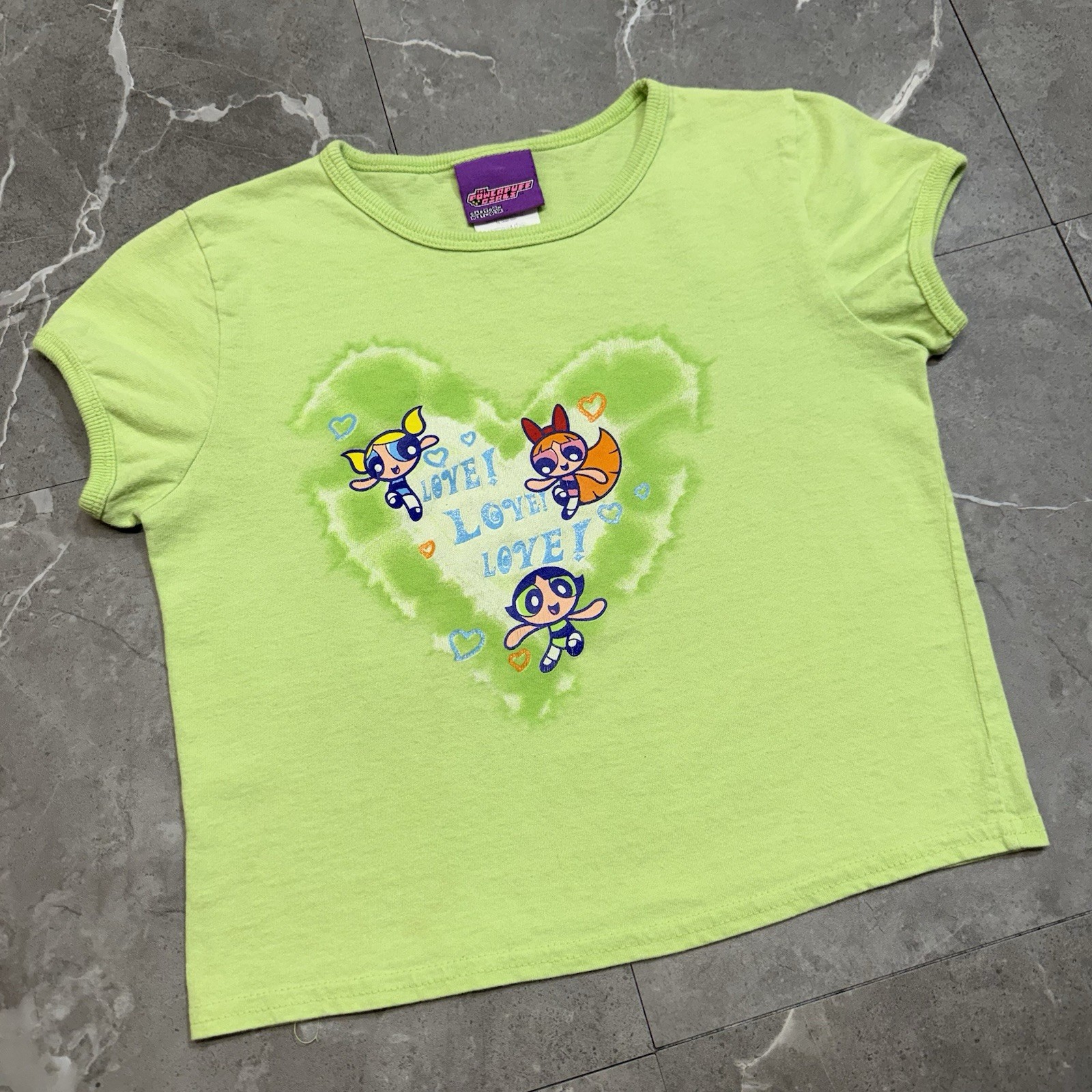 Extremely Rare Y2K Vintage Powderpuff Girls Cartoon Network Baby Shirt Size XS
