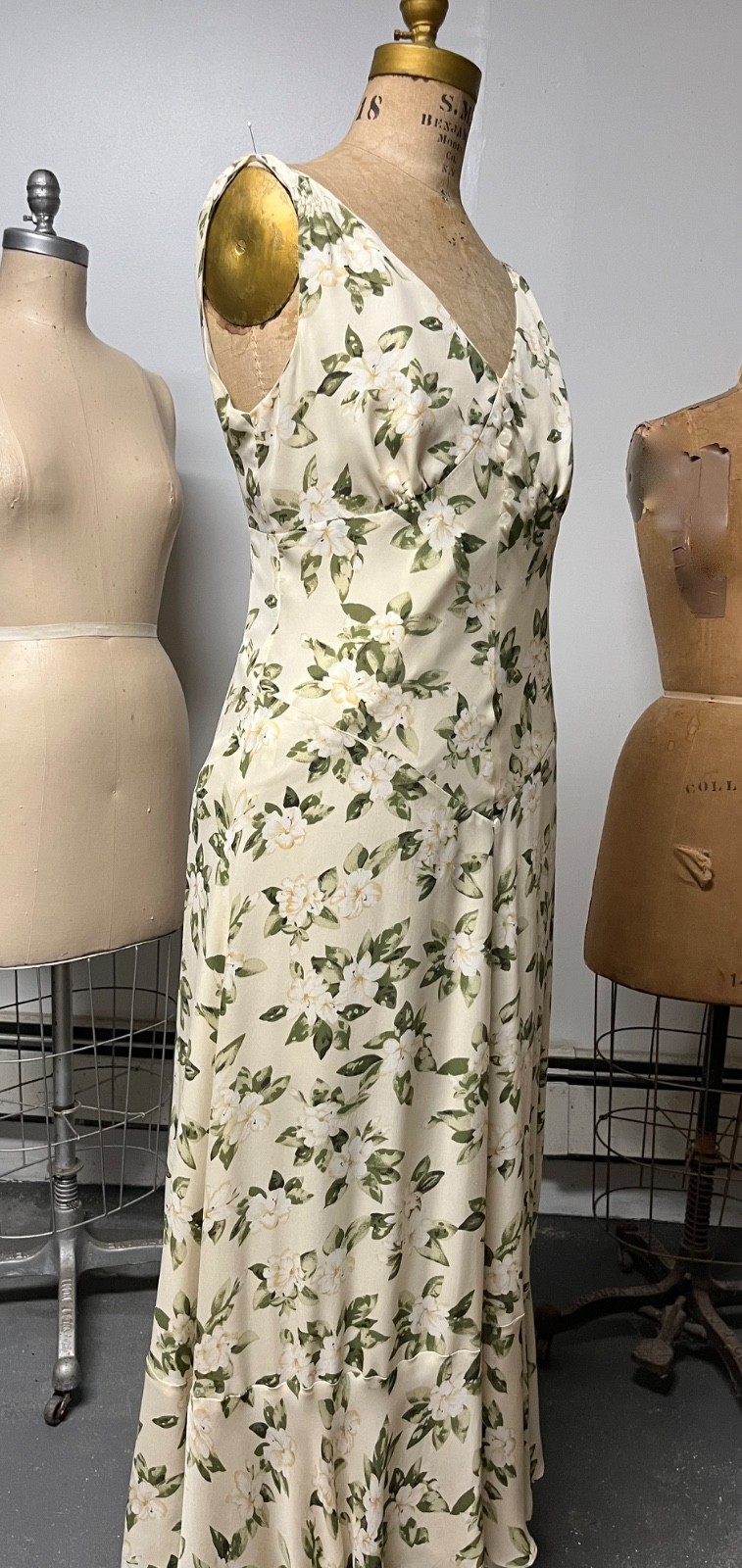 Vintage J Peterman 1930s Style Lady Day Silk Georgette Dress Size 10 Bust 38
