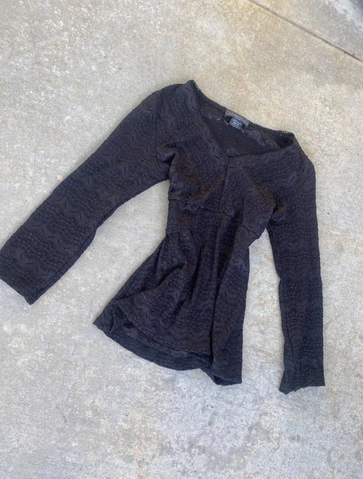 Vintage Elementz Black Whimsical Goth Top Sz PS 90s Vtg Dark Fairy