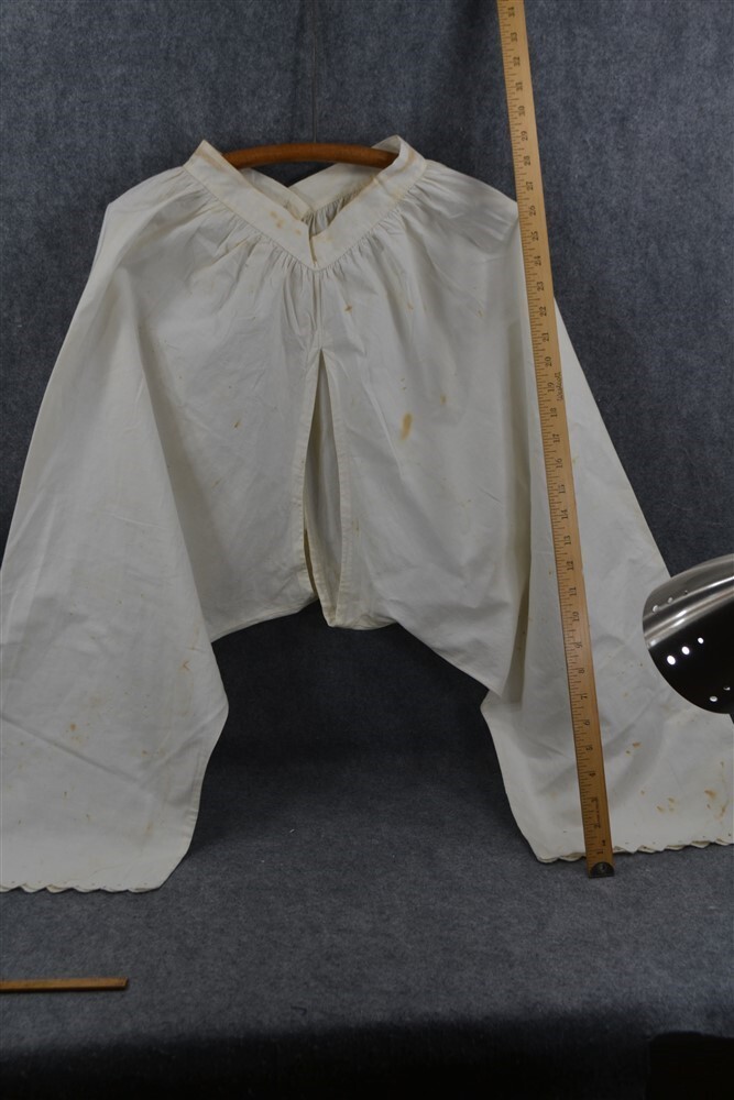 antique bloomers split drawers pantalet long legs waist 24 hand stitched 19th c