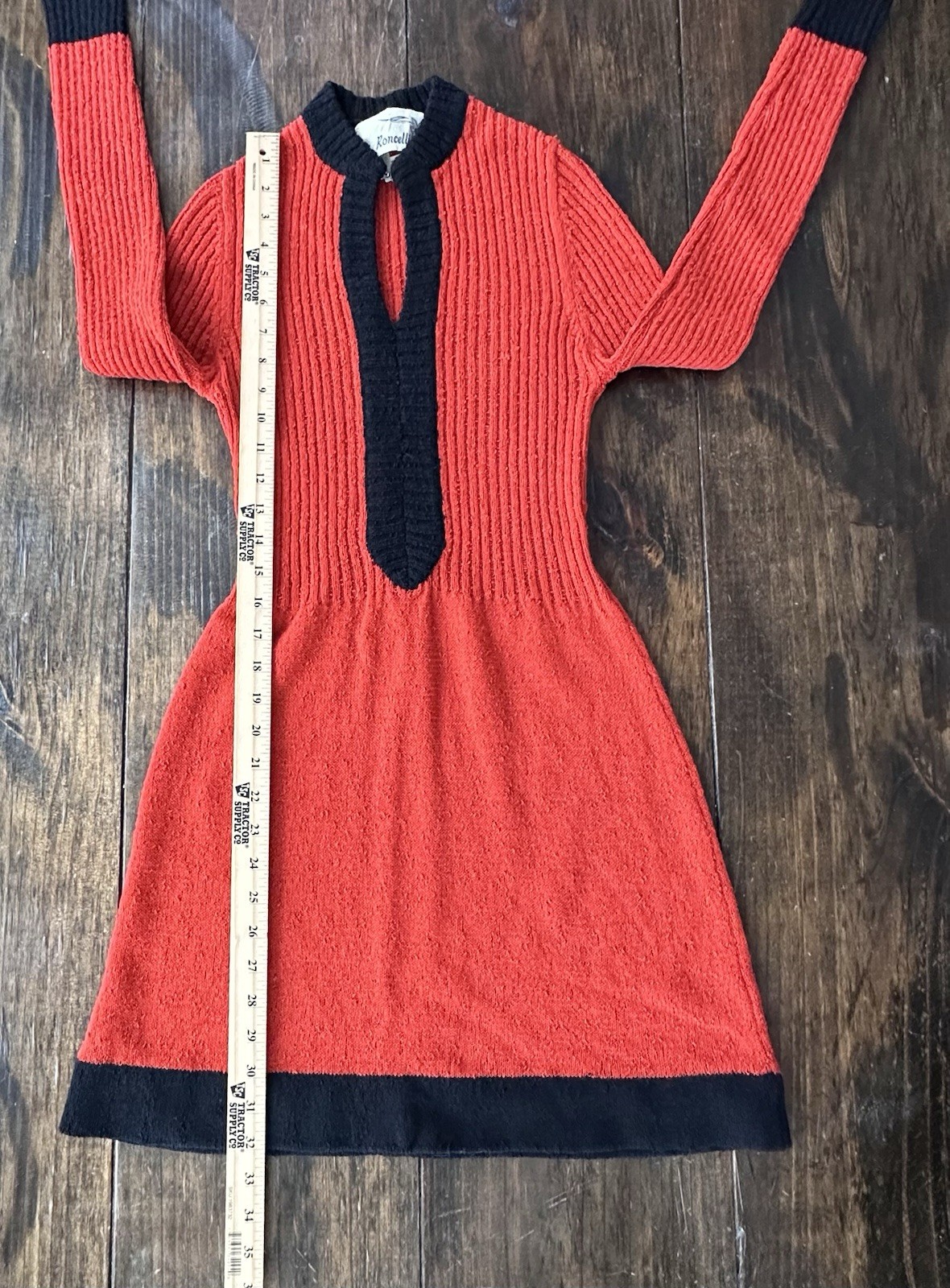 MOD FAB! Vintage 1960s Roncelli Wool Boucle Sweater Dress S/M