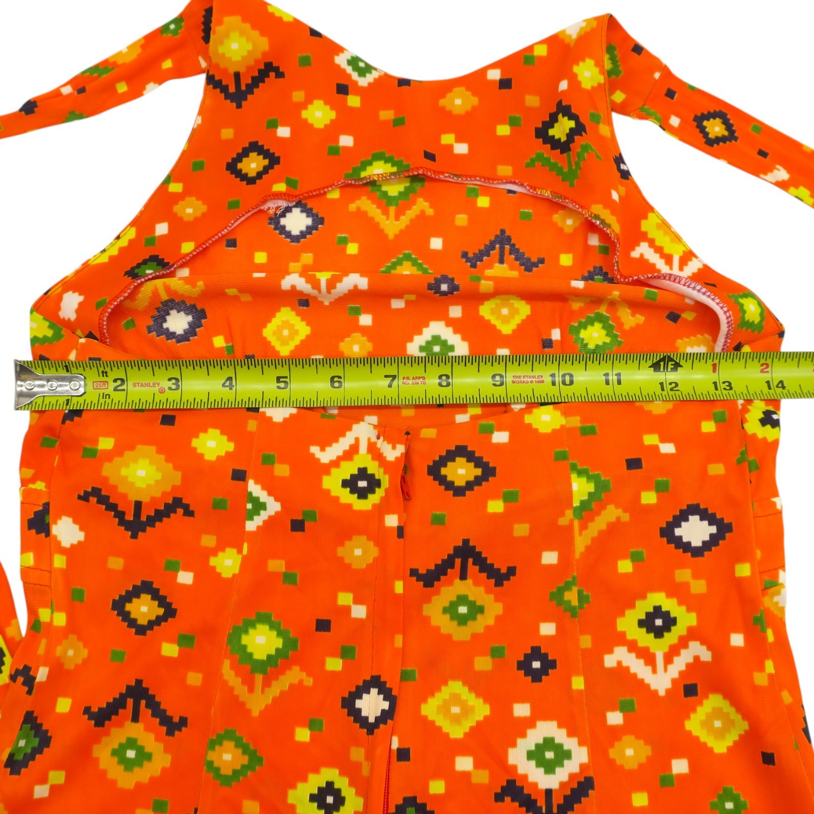 Vintage 70s Sears JR Bazaar Halter Maxi Dress Multicolor Hawaiian Mod Women&rsquo;s SM