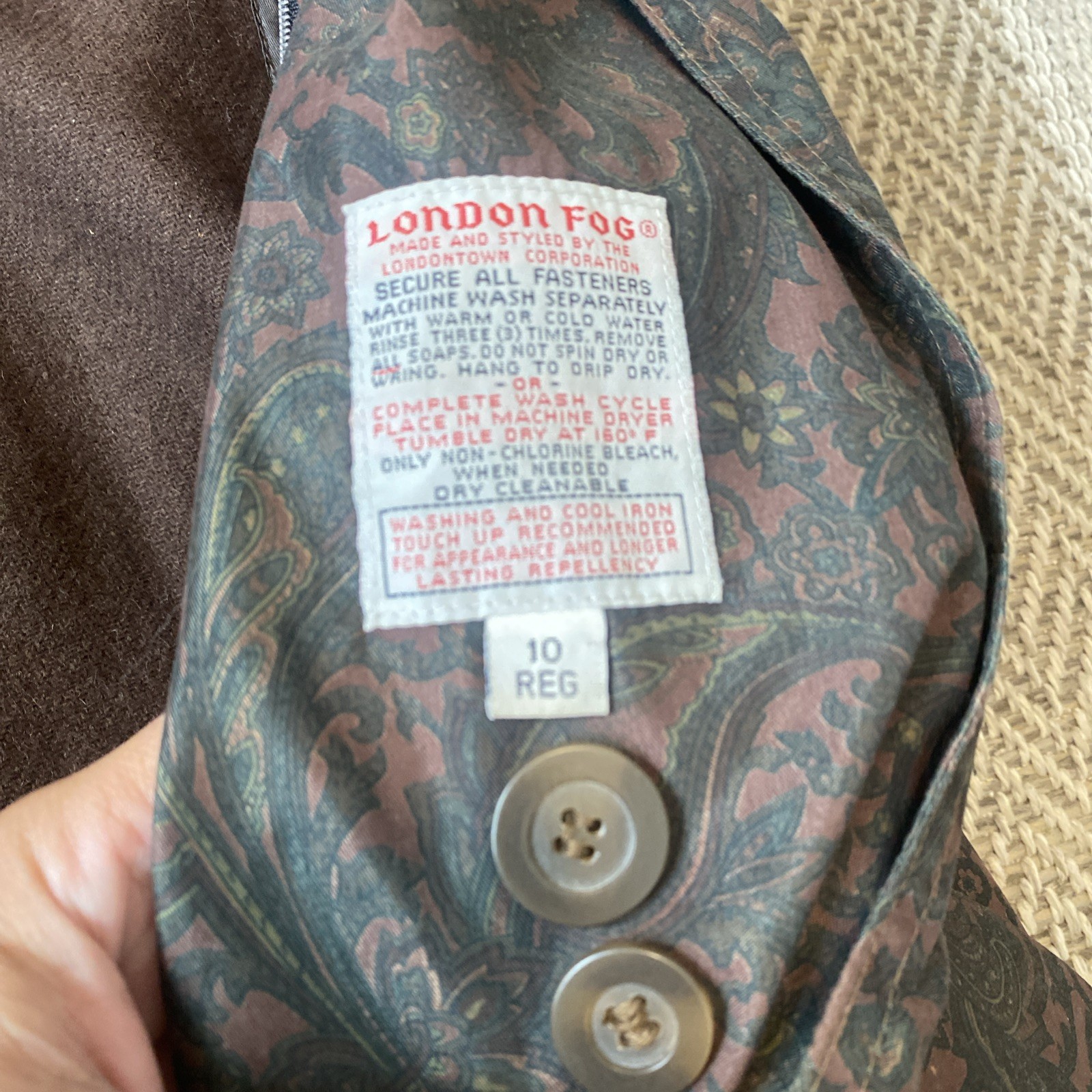 Vintage Vtg Women’s London Fog Trench Coat Duster Paisley Liner Sz 10 Goth