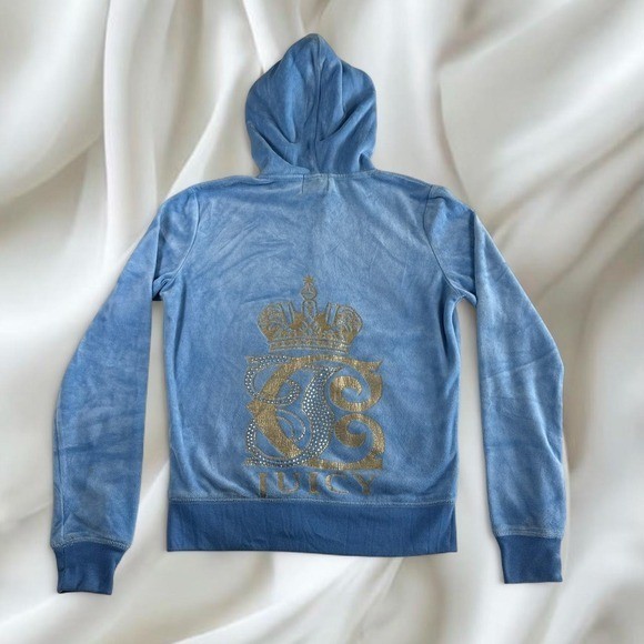 Y2K vintage light blue gold Juicy Couture tracksuit velour jacket mcbling