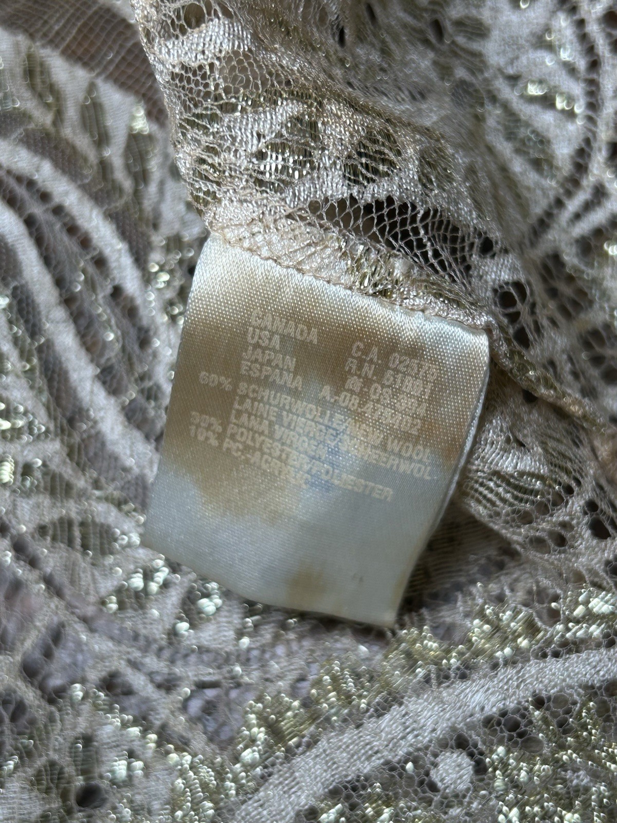❌damaged ❌ Escada Gold Lace Blouse Sheer Metallic Vintage Size 40 Designer
