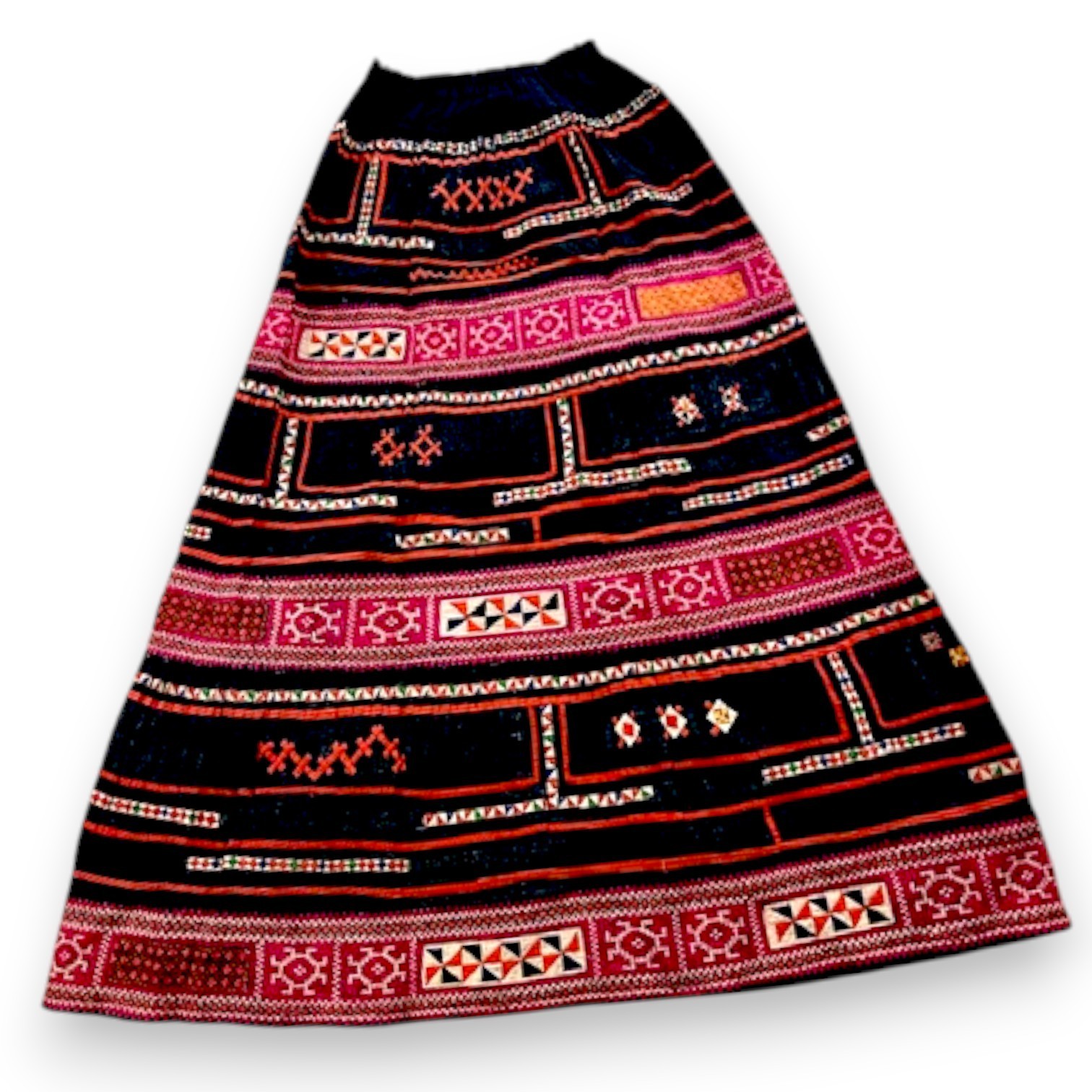 Handcrafted Vintage Embroidered & Applique Vietnamese Hills Hmong Tribal Skirt