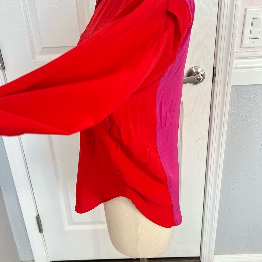 ESCADA 1980s Vintage 100% Color Block Shirt Button Up Long Sleeve Size 36