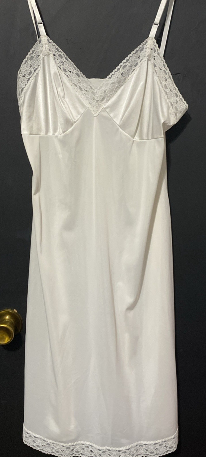 VTG Vanity Fair 10-103 Sz 36 Semi-Sheer White Nylon Lace Trim 24&Prime; Rockabilly