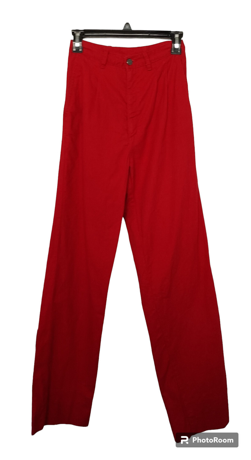 Vintage Chemin De Fer Pants 70s Womens 25&Prime; X 33&Prime; High Rise Pleated Red Denim