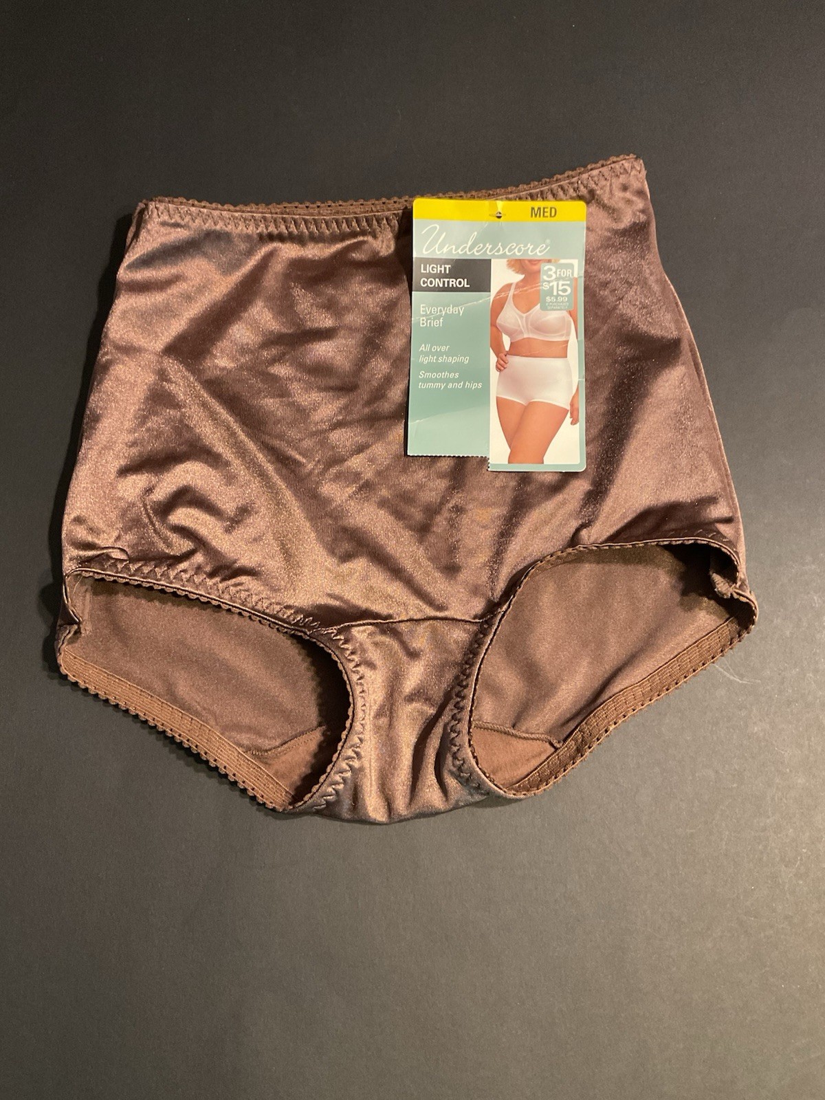 J C Penney Underscore Nylon Light Control Full Brief Panties 6 Medium NWT M/C