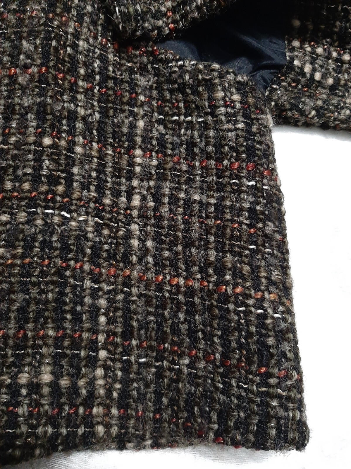 VTG Louben Sz10 Tweed Boucle Wool Blend Cape Blazer Metallic Thread Earthtones
