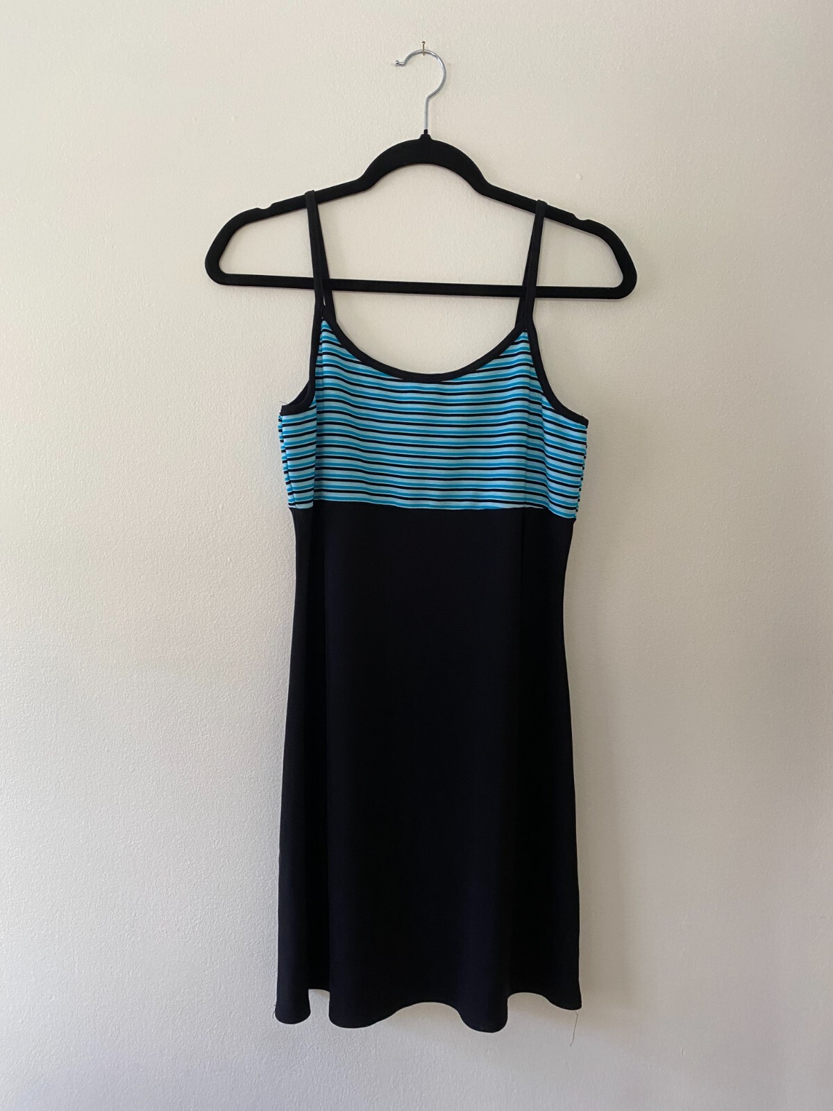 VTG 1990s Byer Too! Black & Blue Nylon Mini Tank Dress Clueless Sporty Large