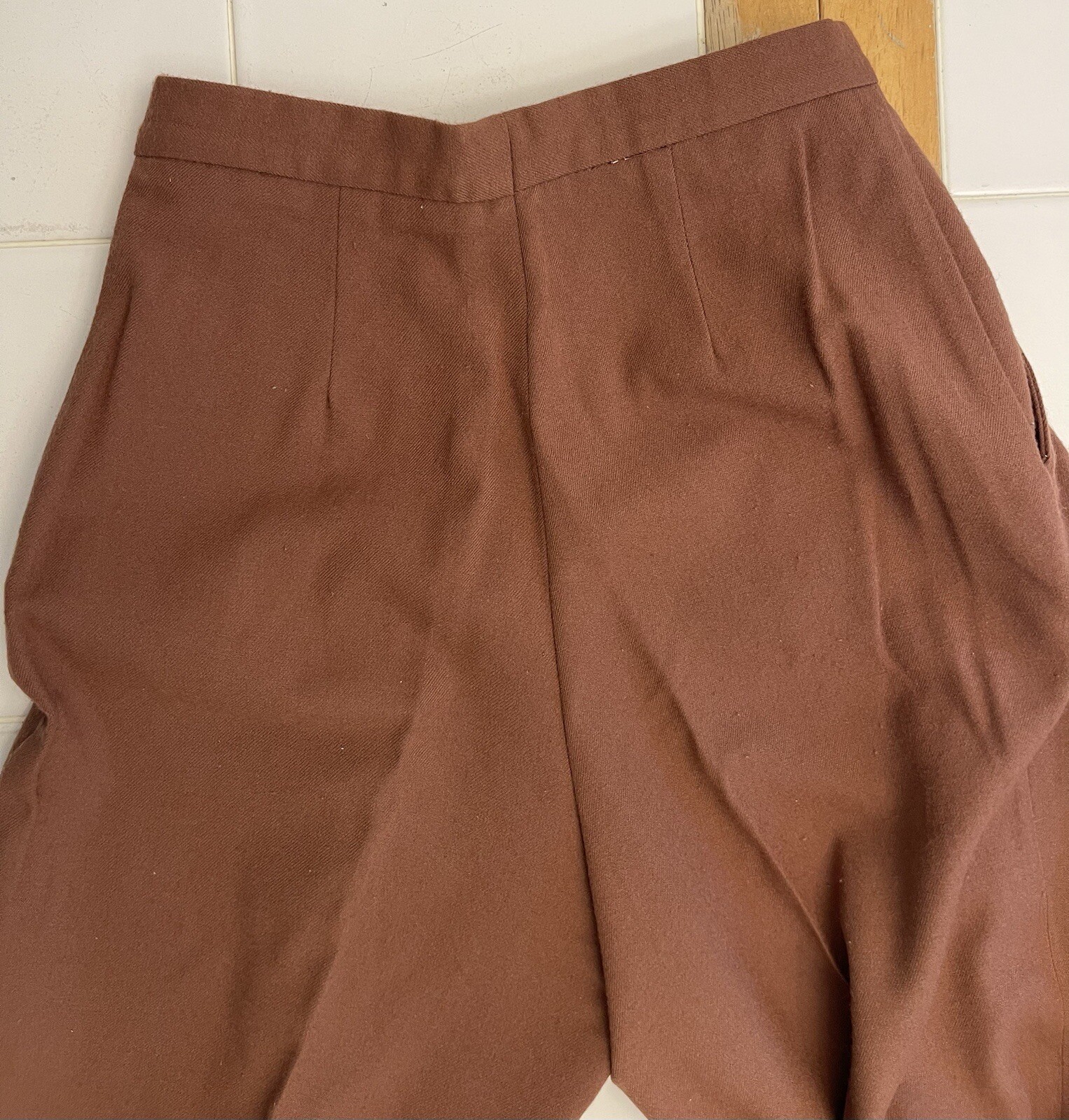 David N. Pants Womens Cinnamon Brown Wool Acrylic Trouser Vintage 24×29.5￼