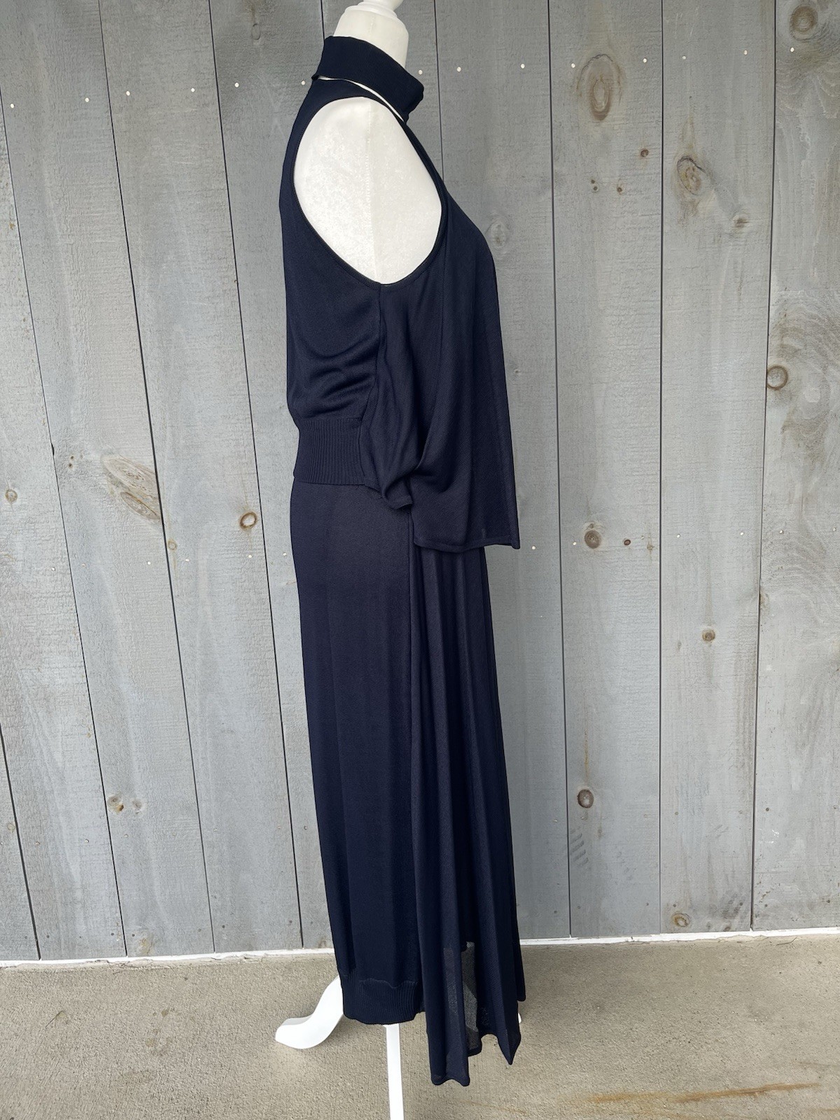 Vintage 80s Marina Spadafora 2 Pc Set Skirt Sleeveless Blouse Choker Neck Blue M