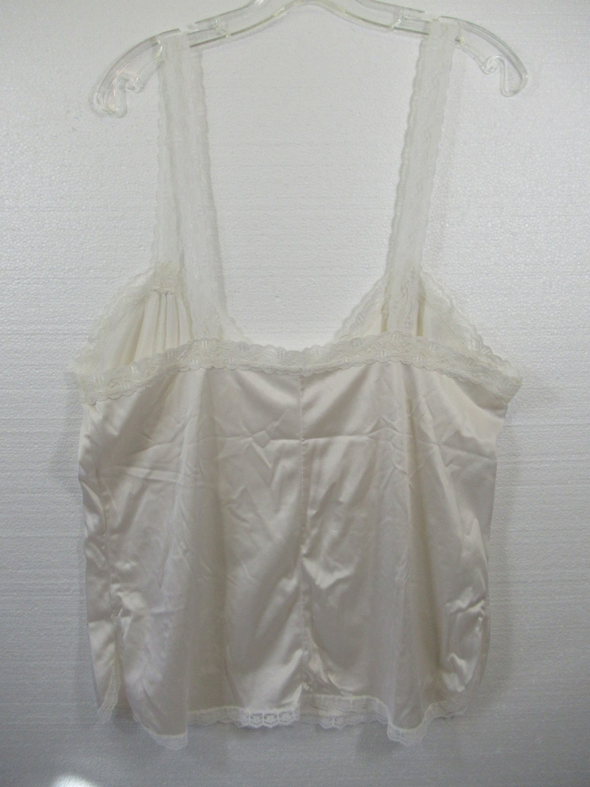 Vintage Mel Lin Satin Camisole Women 2XL White Lace Straps Nylon