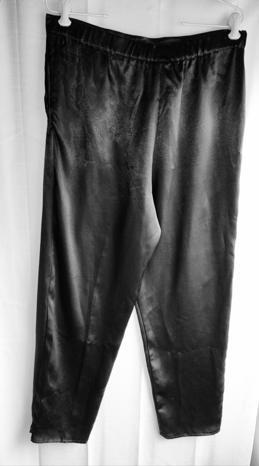 Vintage 90&rsquo;s Black Satin Pleat Hi Waist Zoot Suit Style Chino Slacks Pants Sz M