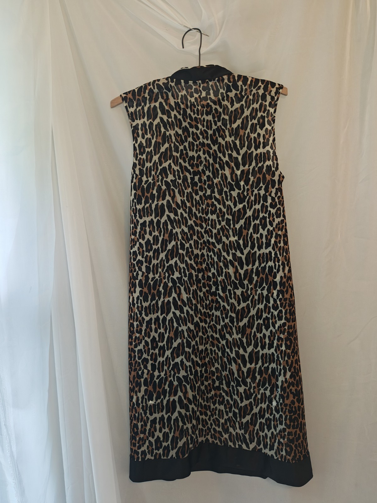 Vtg VANITY FAIR LEOPARD Nightgown Silky NYLON Shift Gown Dress 60s 70s Black S