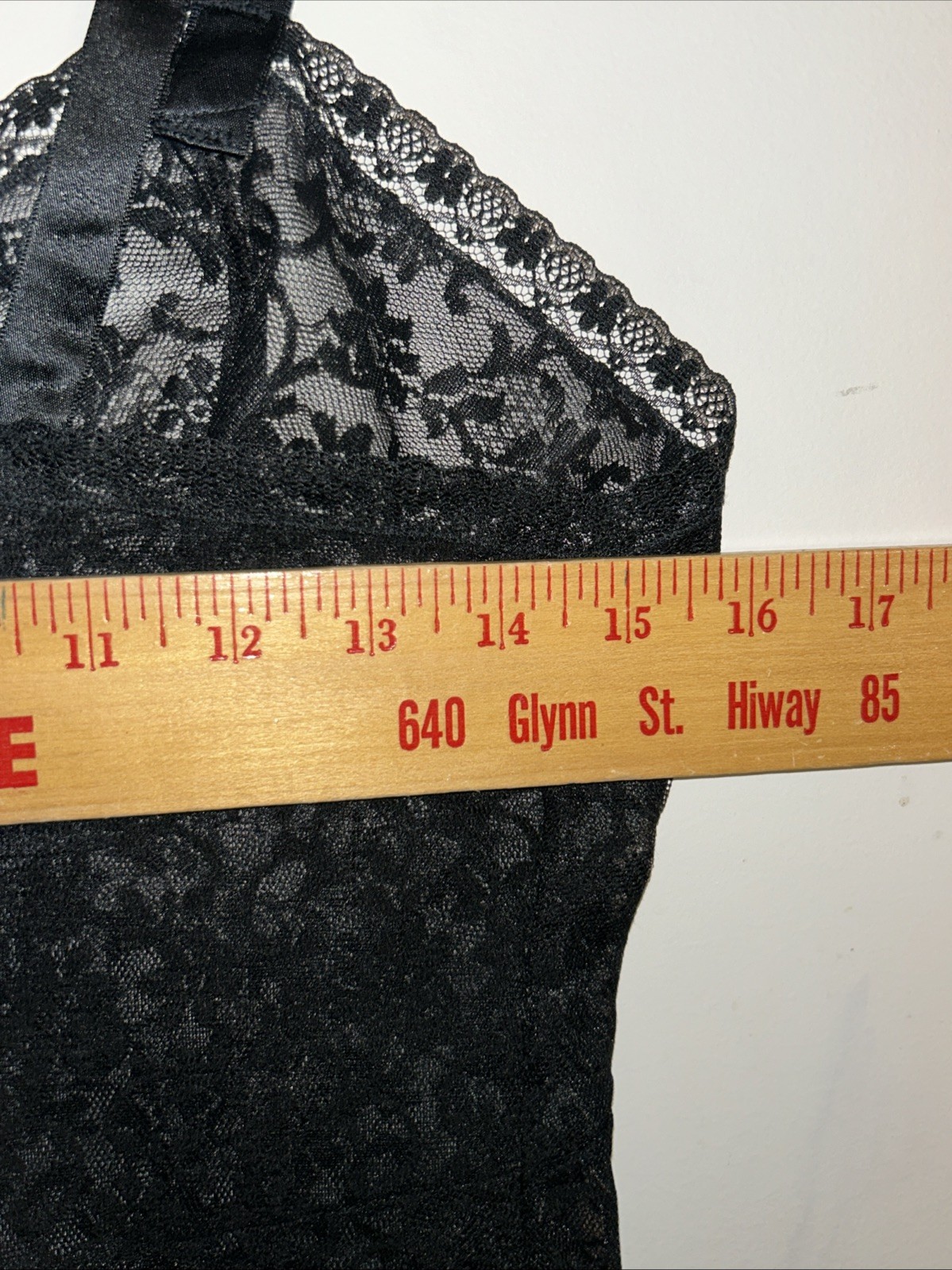 Vintage Pinehurst Black Lingerie Full Floral Lace Sheer Slip Dress Gown 36