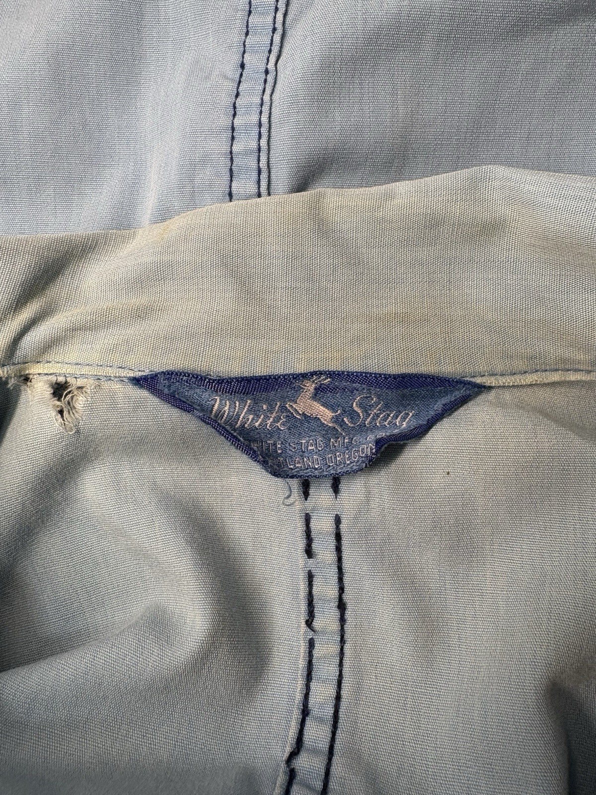 1960s White Stag Jean Jacket Light Weight Denim Anchor Buckle Front Women’s M/L
