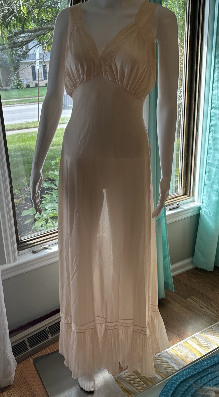 Van Raatle Lingerie Transparent Long Gown Small Vintage Blush Pink Timeless