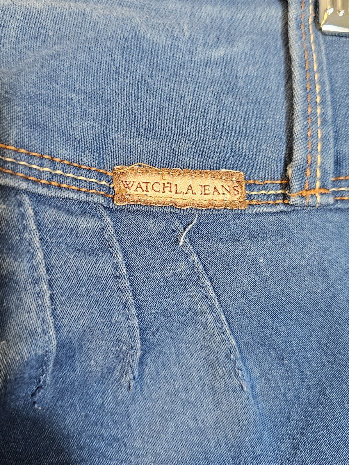 VTG 80s WATCH LA Medium Wash High Waist Denim Jeans Slim Skinny Leg 33 × 31